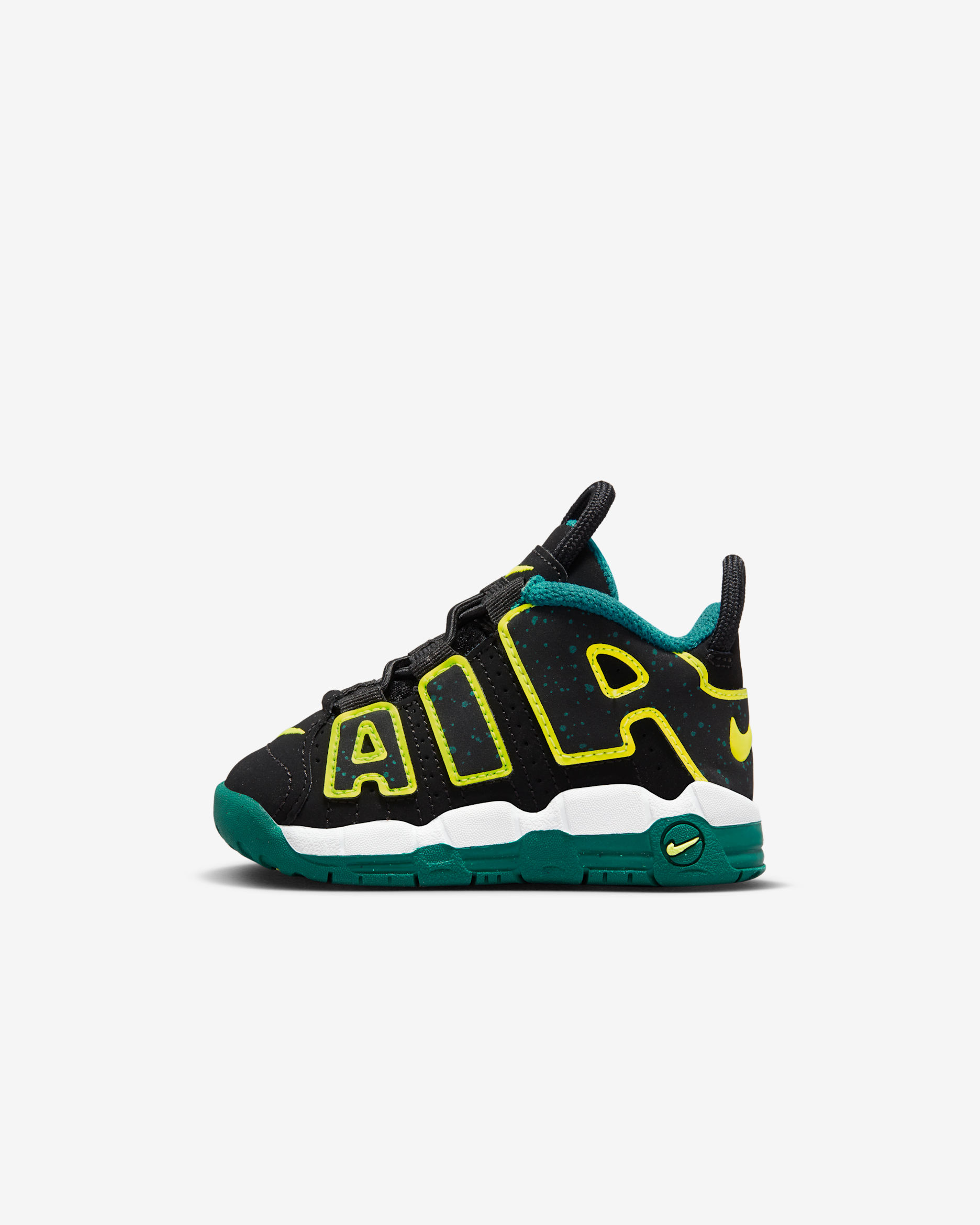 Calzado para bebé e infantil Nike Air More Uptempo - Negro/Azul verdoso geoda/Jade transparente/Volt