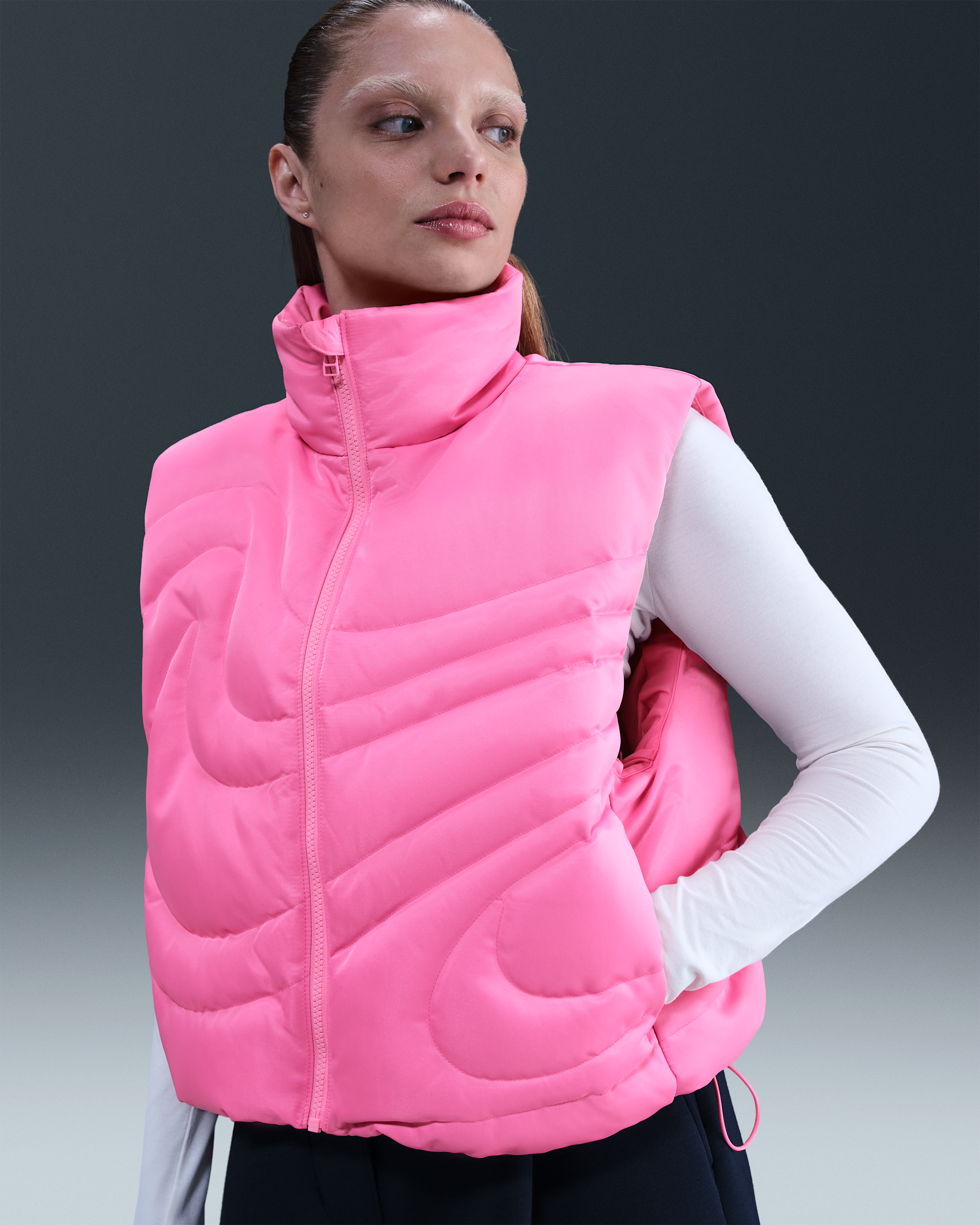 Chaleco oversized de plumón para mujer Nike Sportswear Swoosh Series - Hechizo rosa/Hechizo rosa