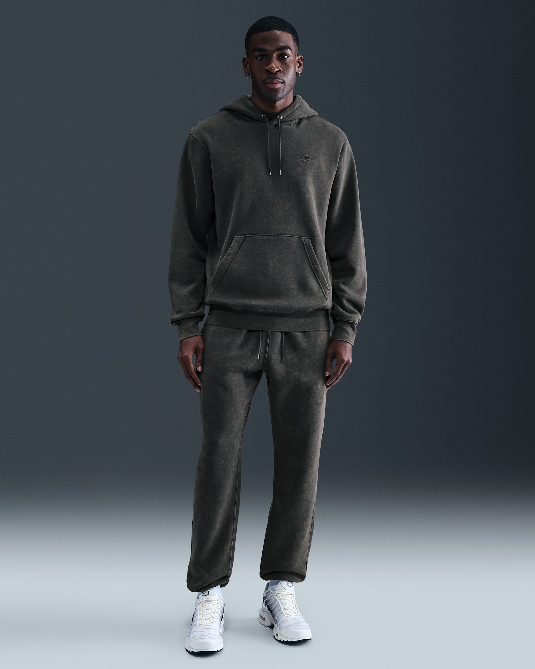 Pants de tejido Fleece con puño con efecto lavado para hombre Nike Sportswear Club - Antracita/Antracita
