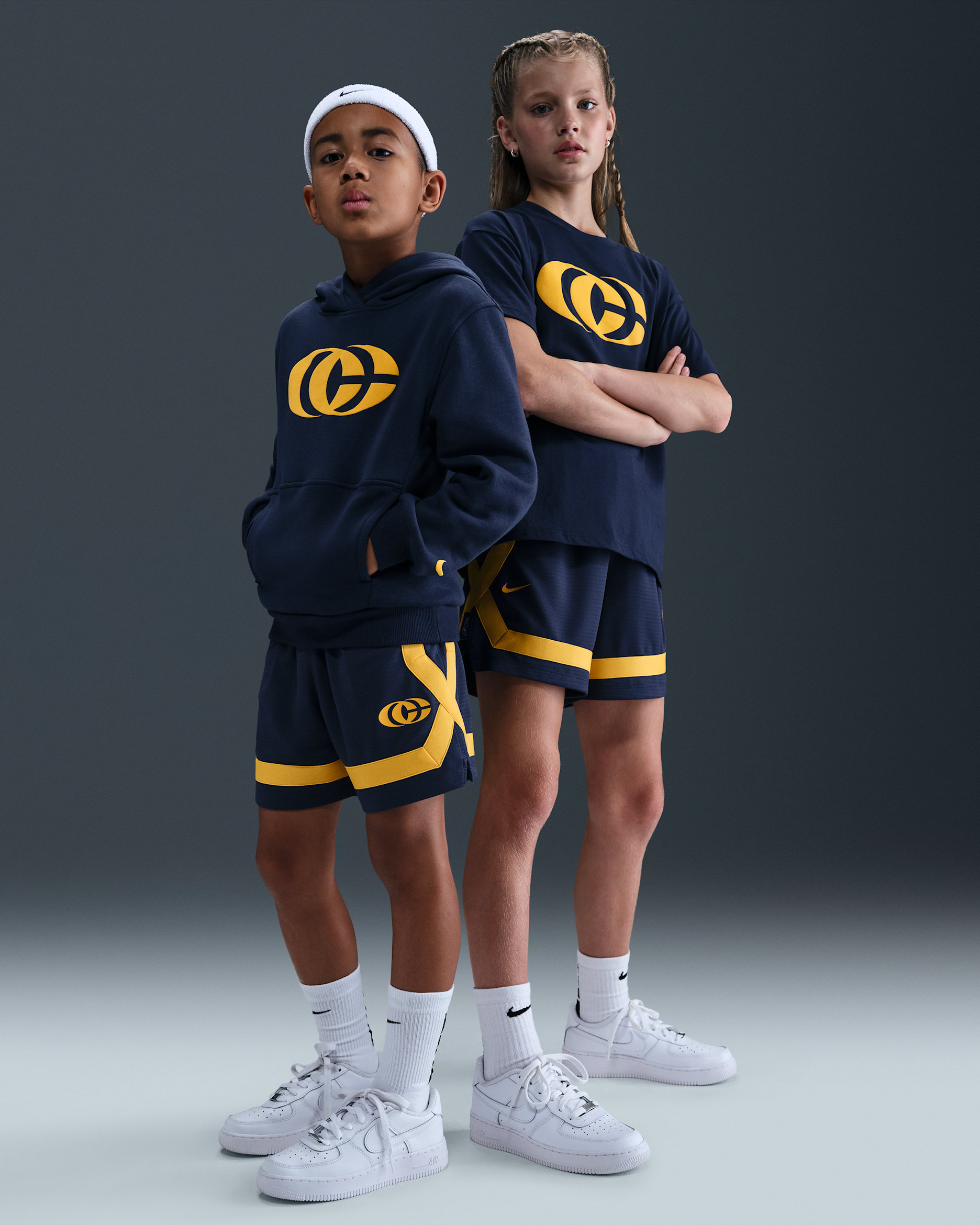 Caitlin Clark Big Kids' Crossover Shorts - Midnight Navy/Amarillo/Amarillo