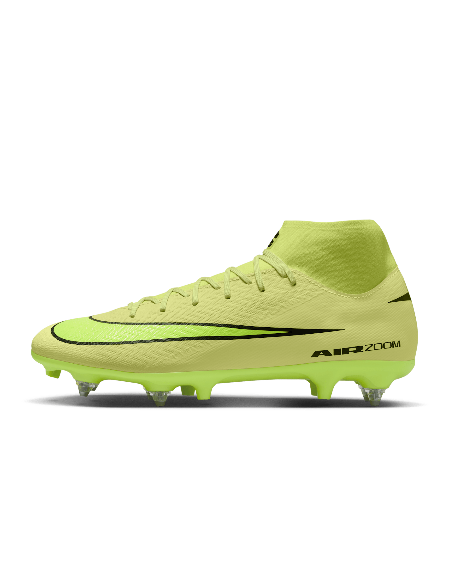 Nike Mercurial Superfly 10 Academy High-Top-Fußballschuh für weichen Rasen - Limelight/Hyper Crimson/Volt
