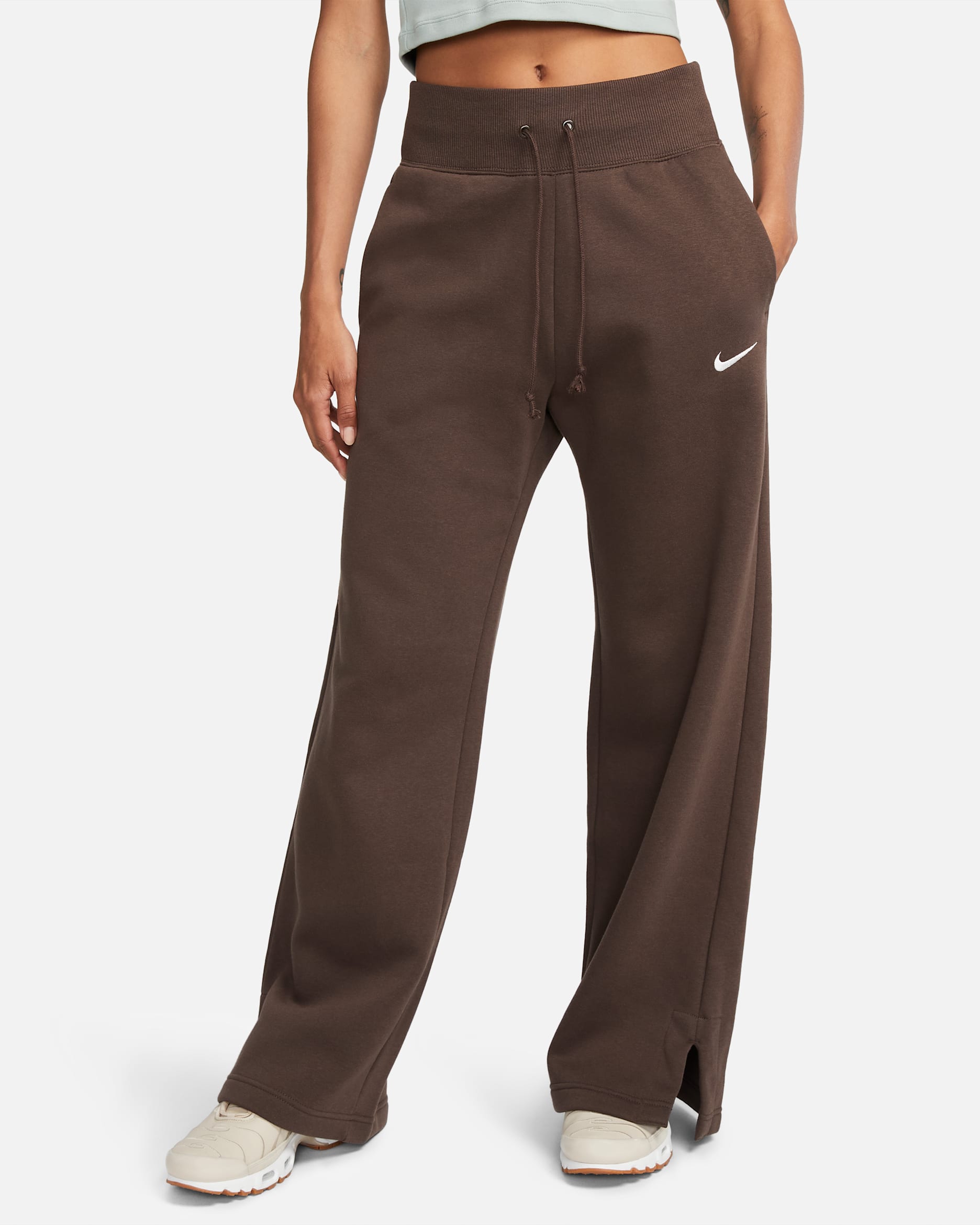 Nike Sportswear Phoenix Fleece Women's High-Waisted Wide-Leg Sweatpants - Baroque Brown/Sail