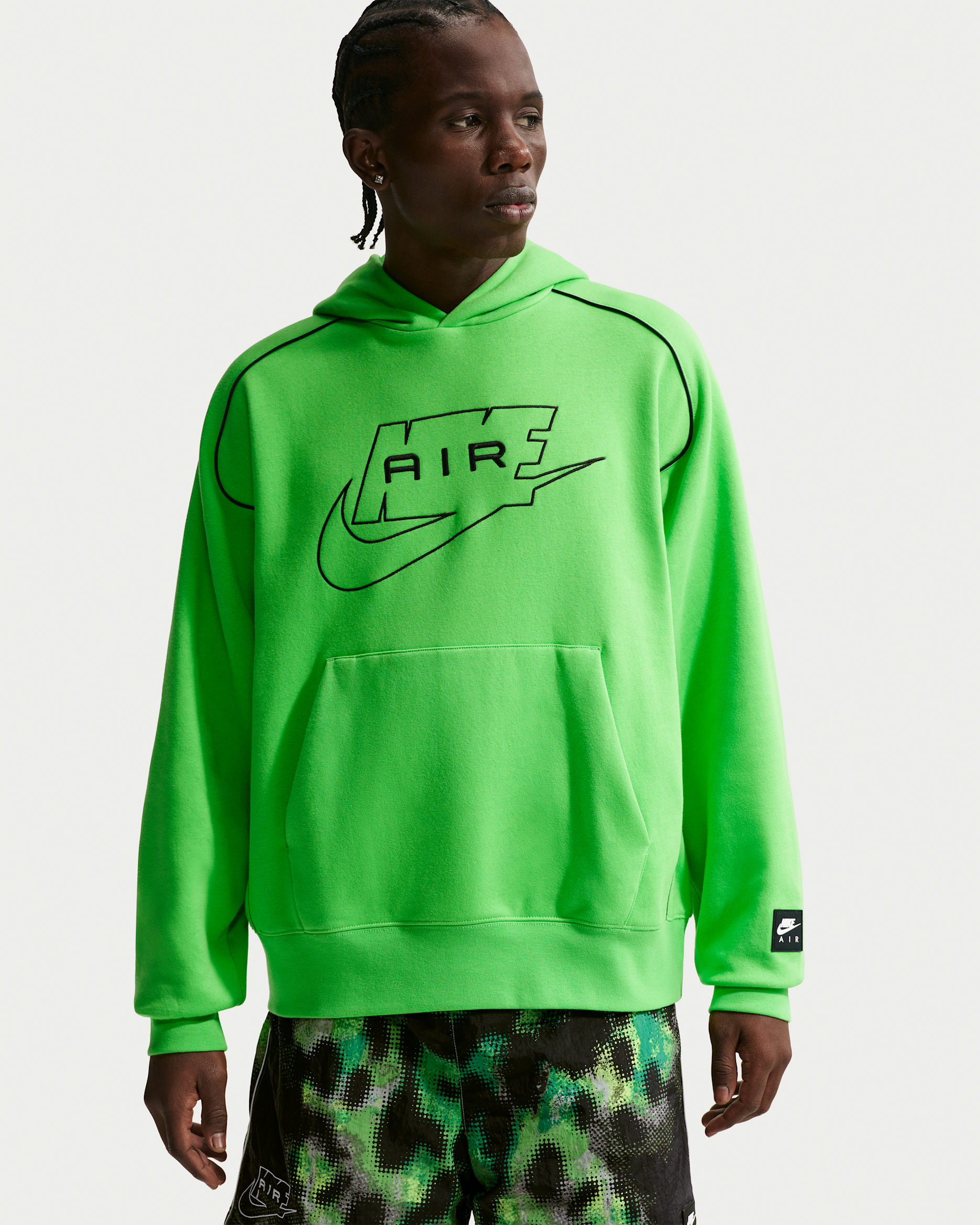 Nike Air Men's Fleece Pullover Hoodie - Mean Green/Black