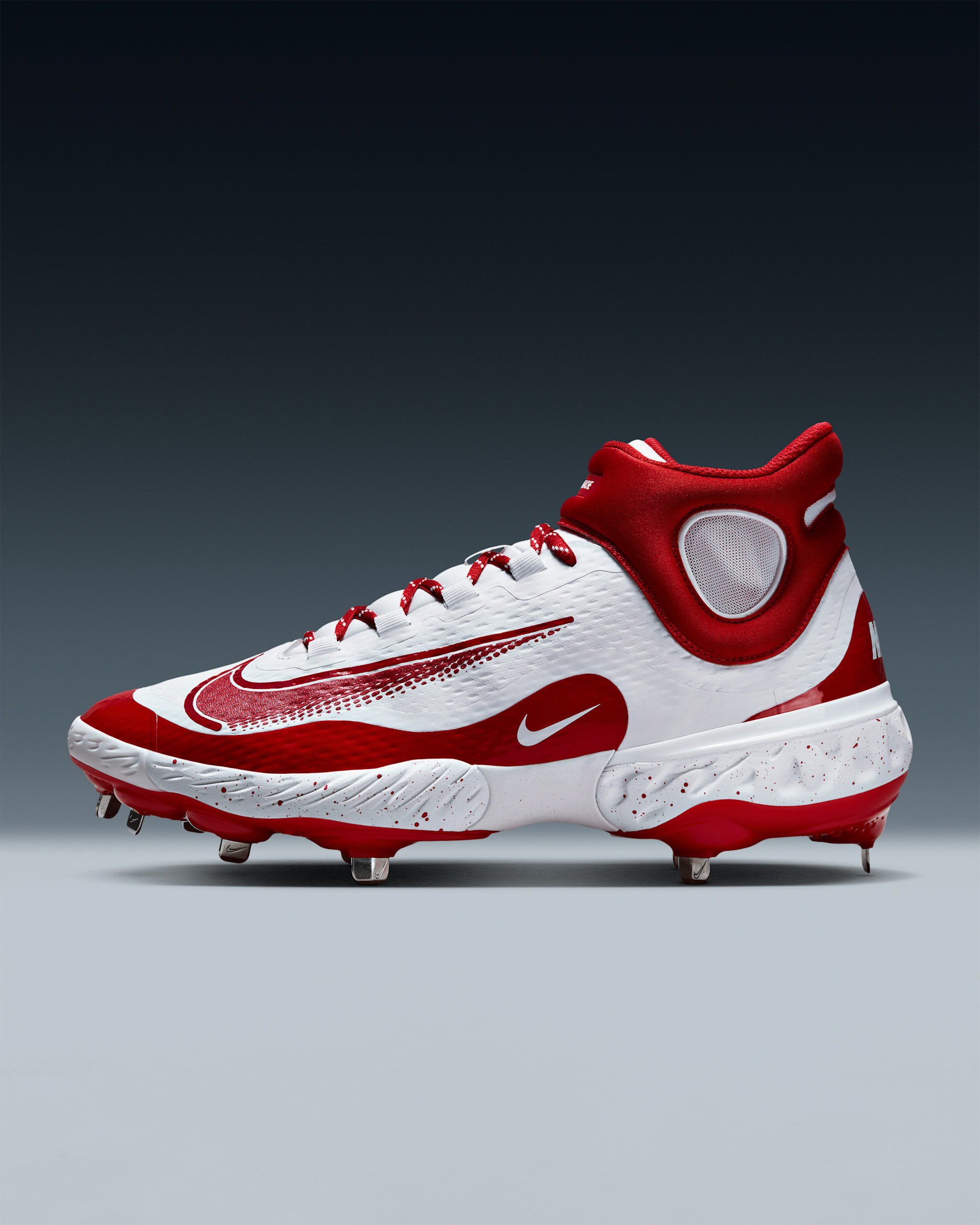Calzado de béisbol para hombre Nike Alpha Huarache Elite 4 Mid - Blanco/Rojo universitario