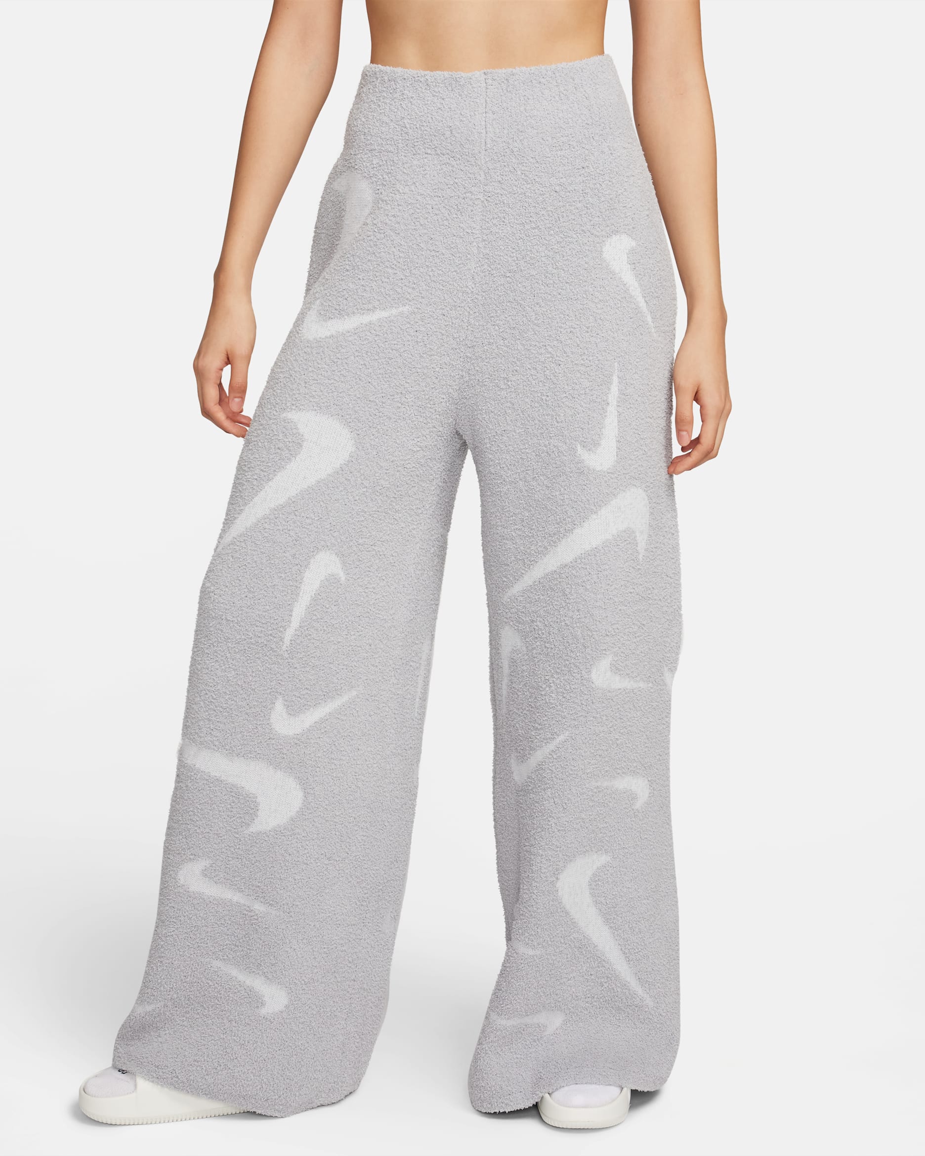Nike Sportswear Phoenix Cozy Bouclé Women's High-Waisted Wide-Leg Knit Pants - Light Smoke Grey/Photon Dust
