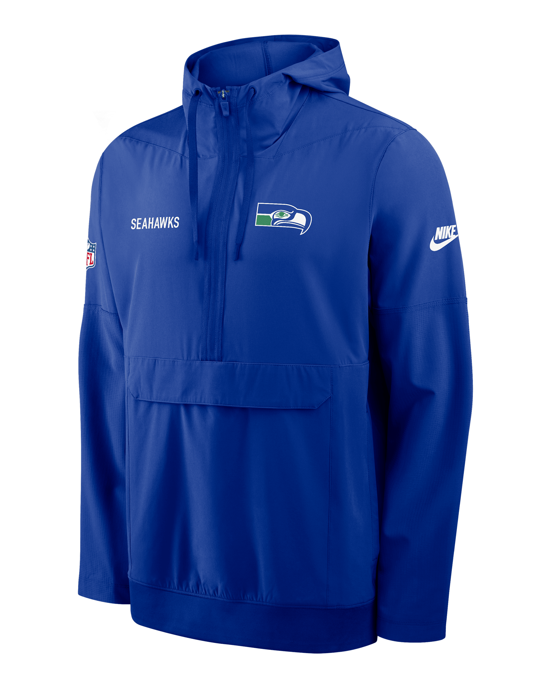 Seattle Seahawks Alt Option Route Anorak Men's Nike NFL 1/2-Zip Hooded Jacket - Royal
