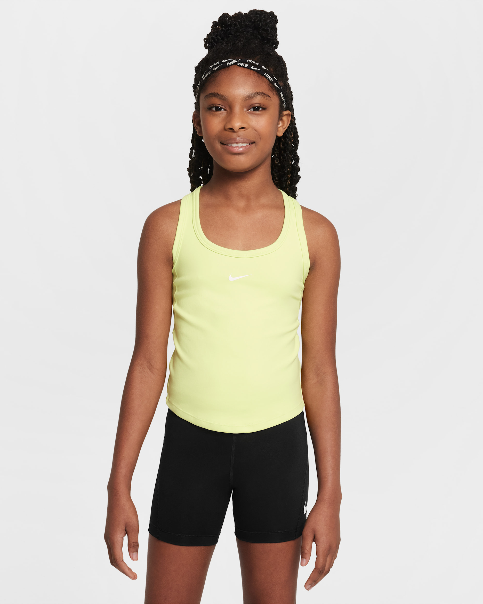 Camiseta de tirantes Dri-FIT para niña talla grande Nike One Fitted - Toque de limón claro/Blanco