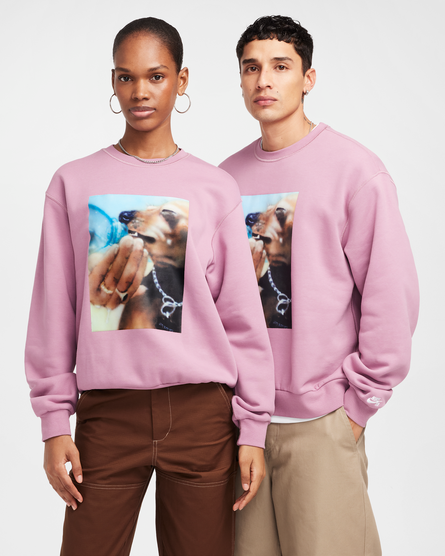 Nike SB Skate Fleece Crew - Plum Dust/White