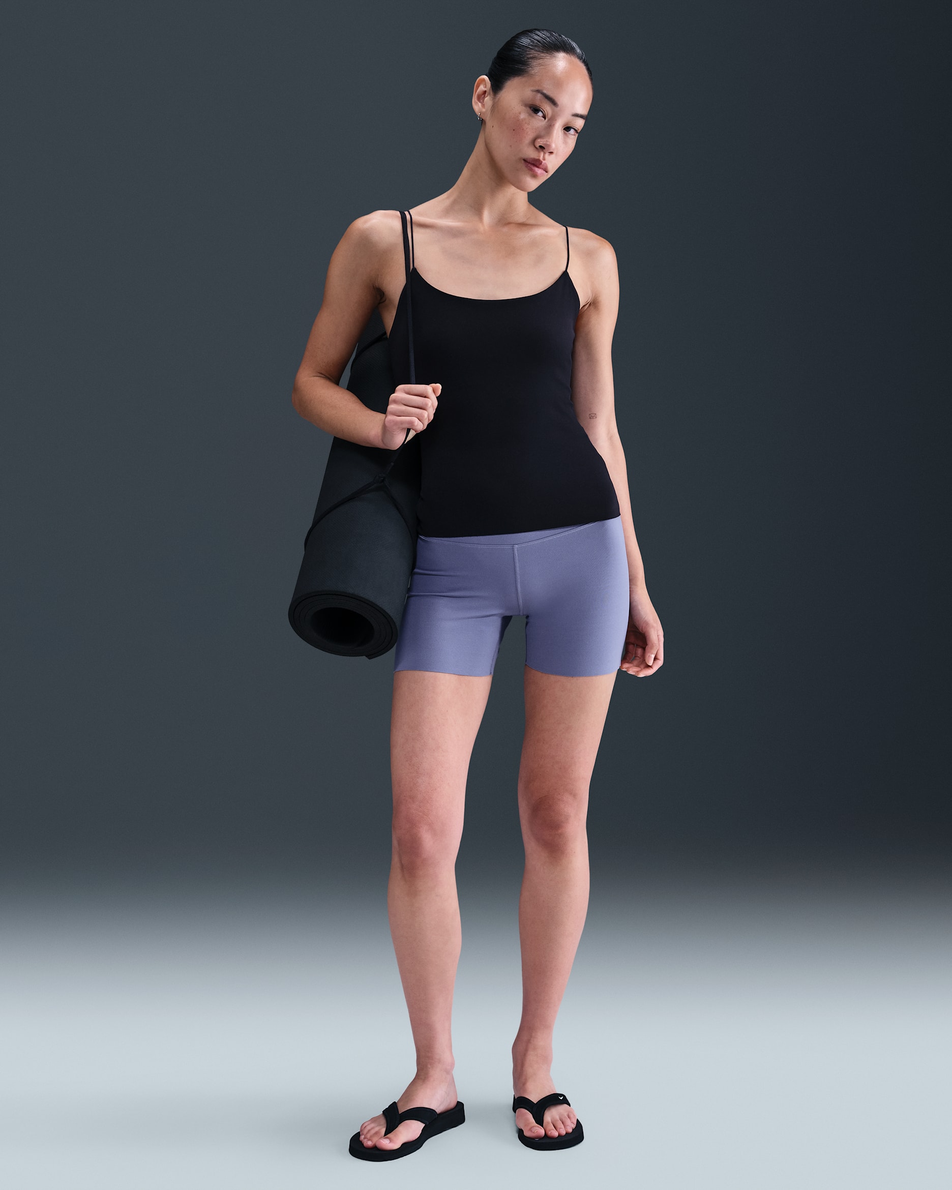 나이키 젠비 여성 하이웨이스트 5인치 바이커 쇼츠 - 월드 인디고/블랙