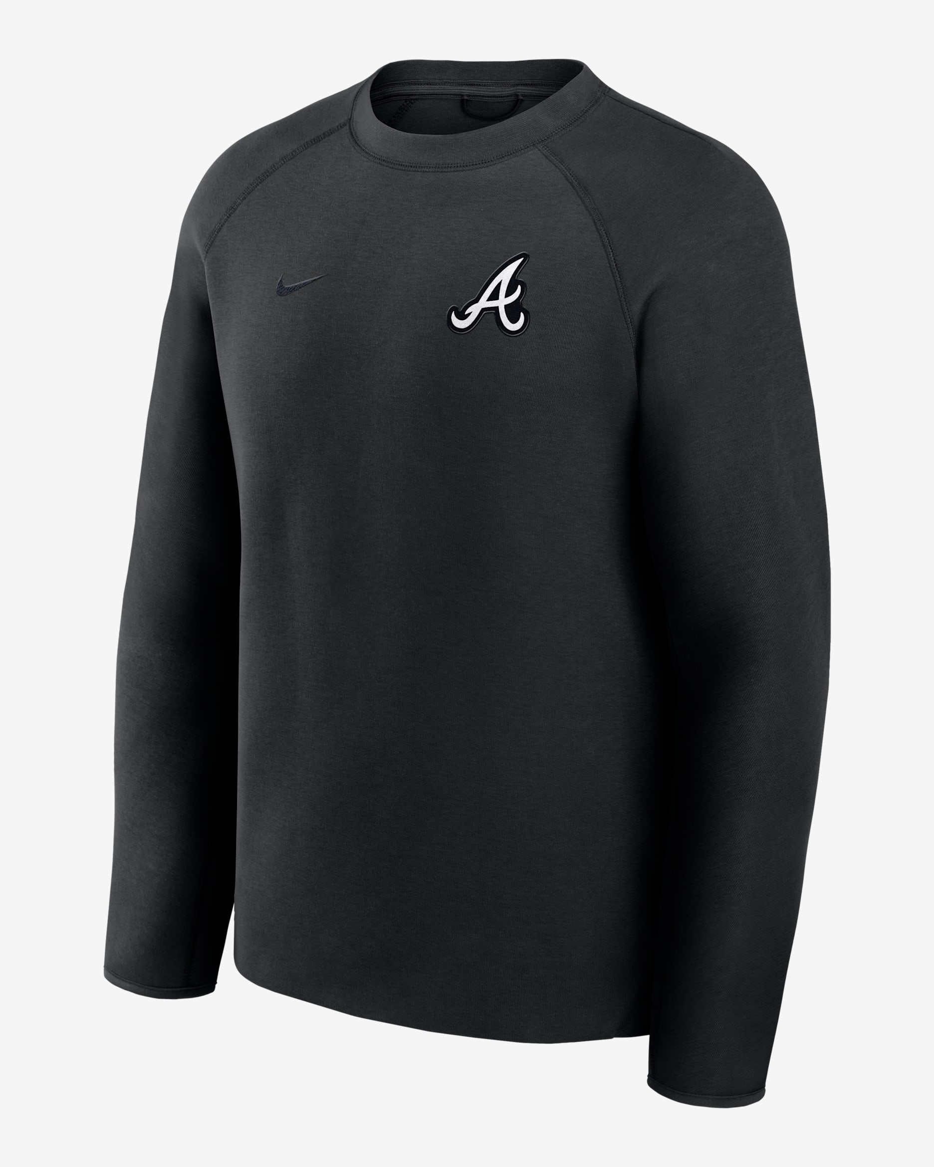 Atlanta Braves Tech Fleece Men's Nike MLB Pullover Crew - Black