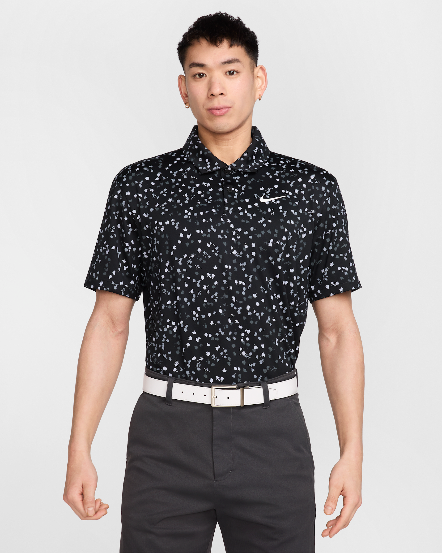 Nike Dri-FIT Tour Men's Floral Golf Polo - Black/White