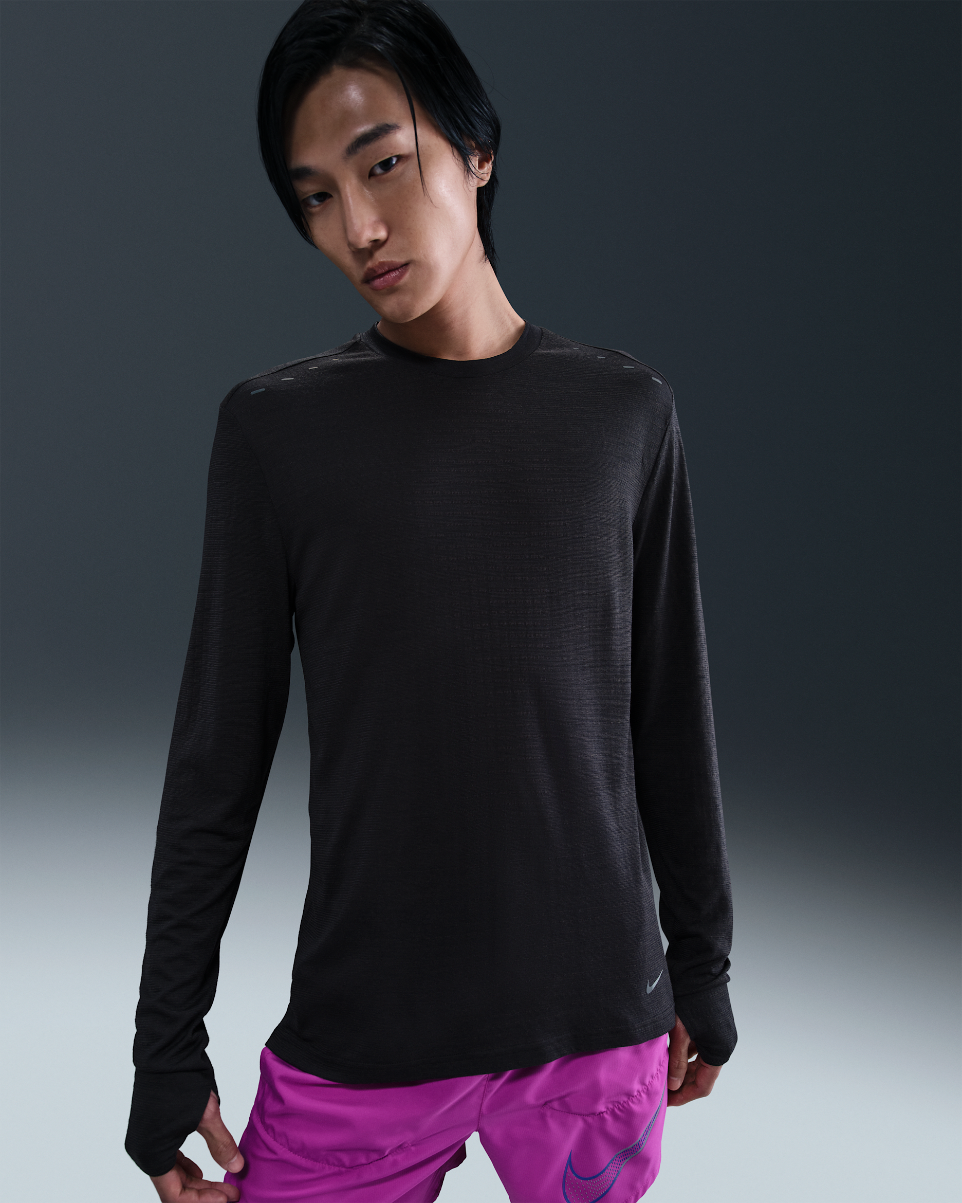 Nike Run Wool 男款 Dri-FIT ADV 長袖跑步上衣 - 黑色/Anthracite