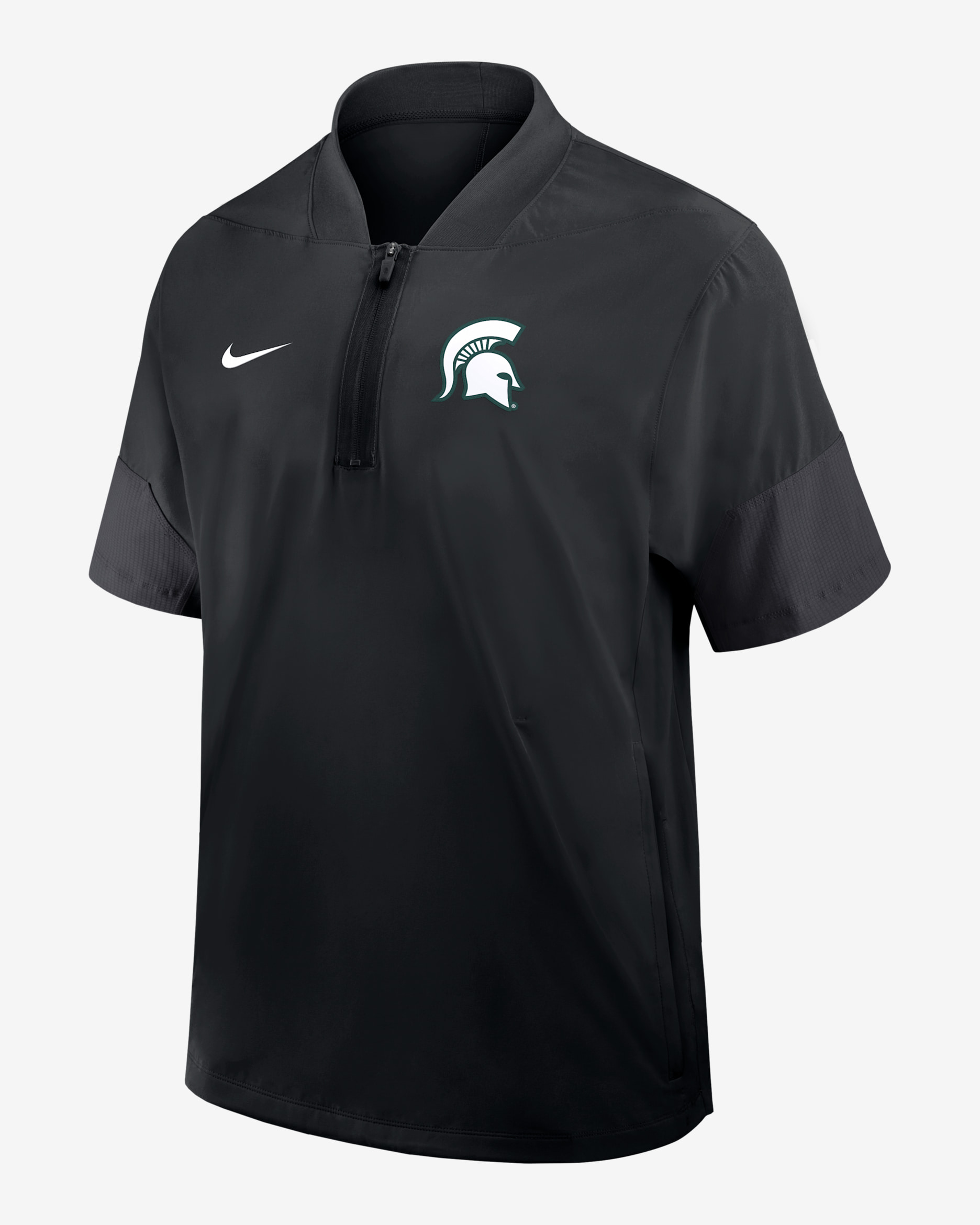Michigan State Sideline Coach Men's Nike College 1/2-Zip Short-Sleeve Jacket - Black