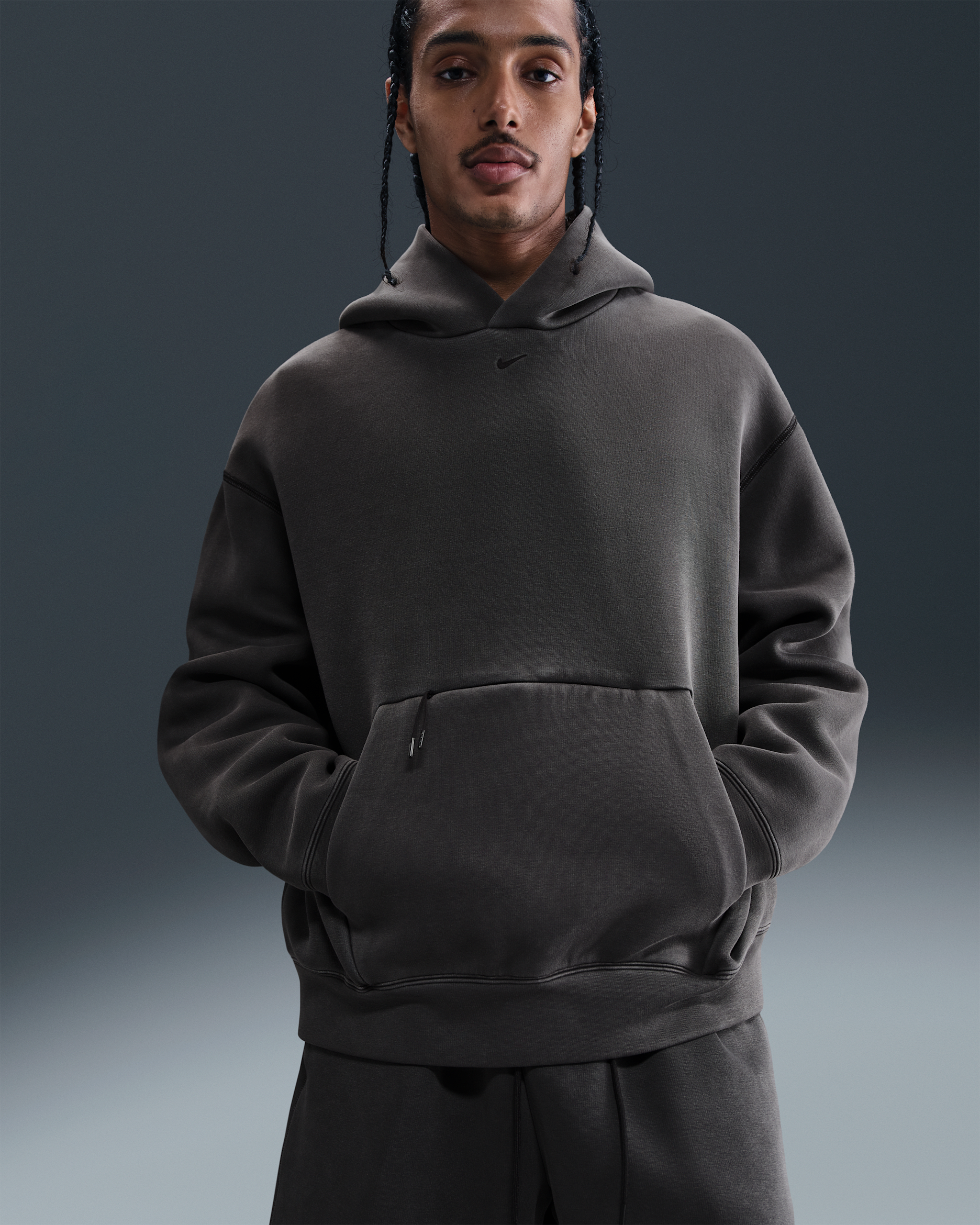 나이키 테크 남성 플리스 후디 - 블랙/블랙