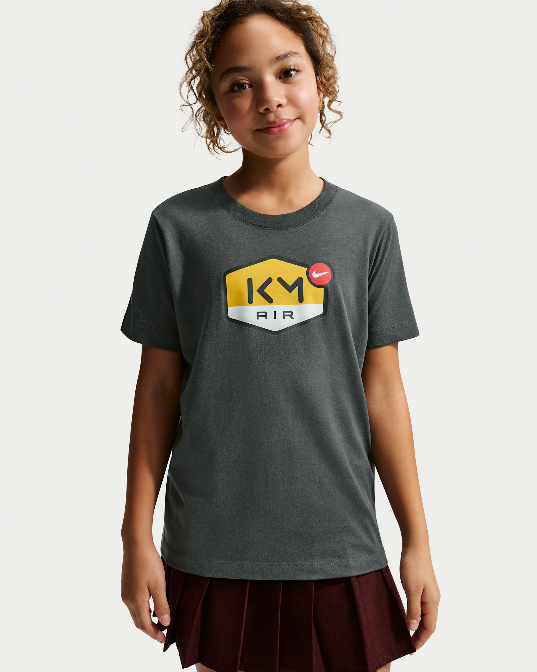 T-shirt Dri-FIT Kylian Mbappé pour ado - Dark Smoke Grey