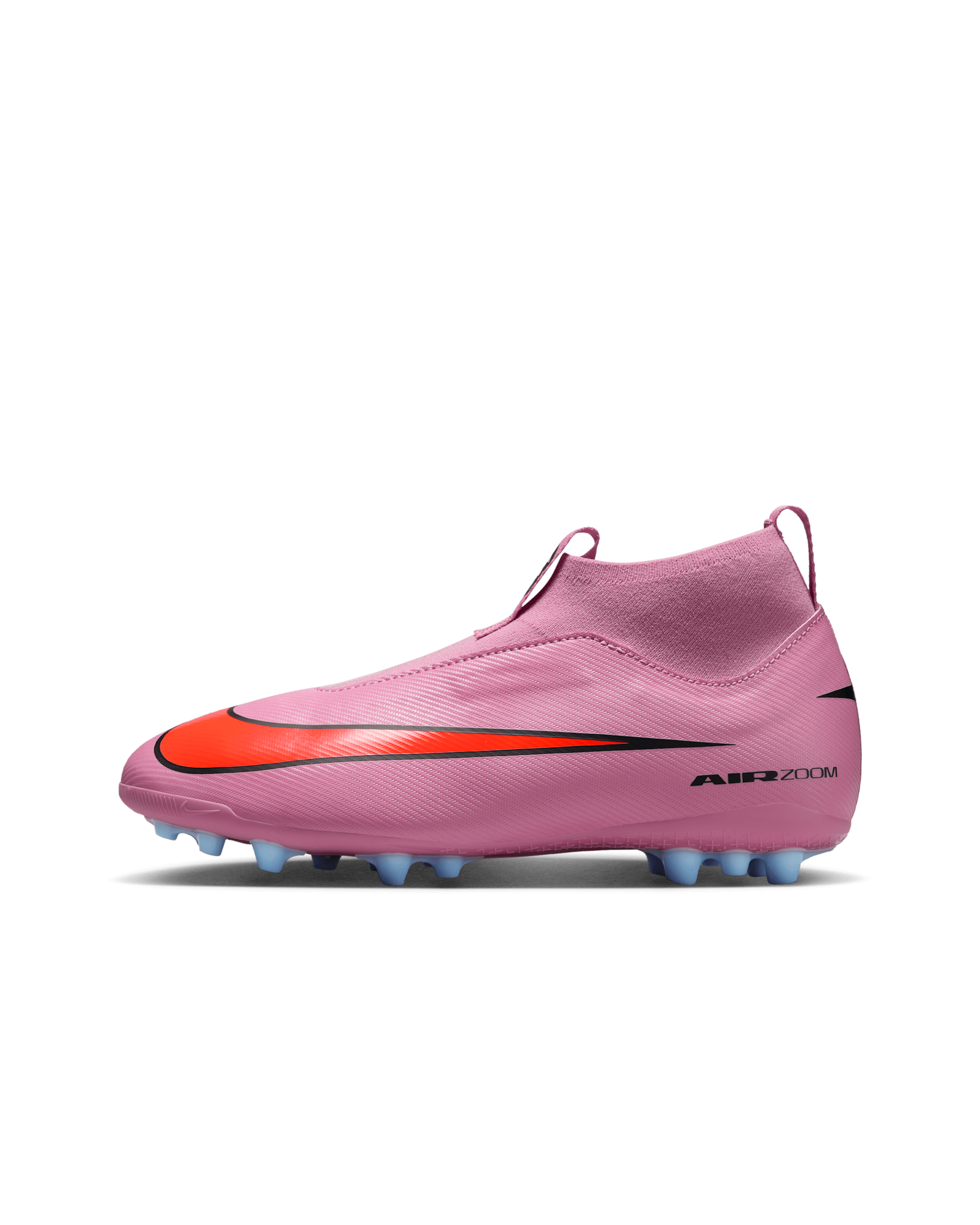 Nike Jr. Mercurial Superfly 10 Academy high-top voetbalschoenen voor kleuters/kids (kunstgras) - Magic Flamingo/Total Crimson/Zwart