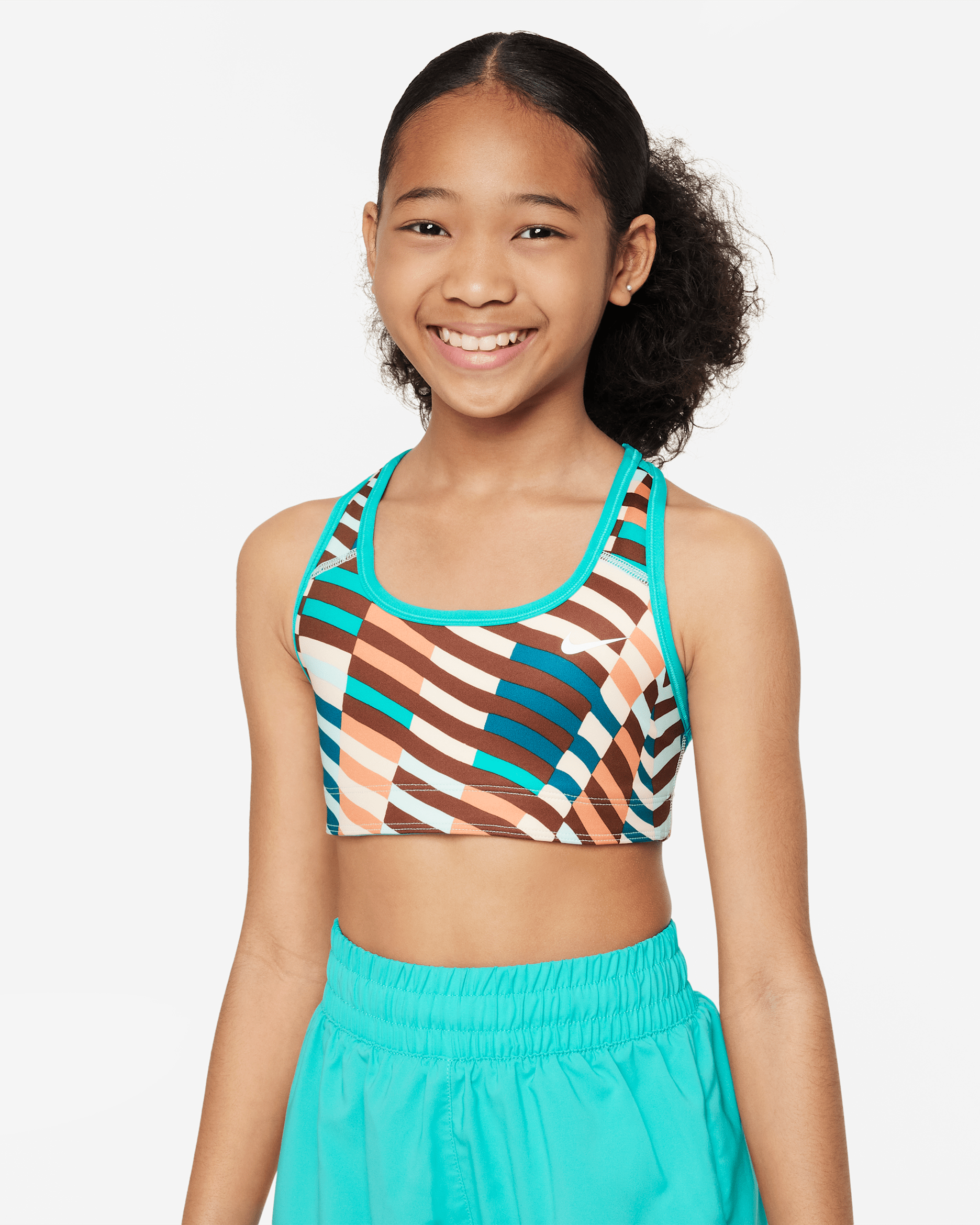 Nike Swoosh Older Kids' (Girls') Reversible Sports Bra - Jade Ice/Clear Jade II/White