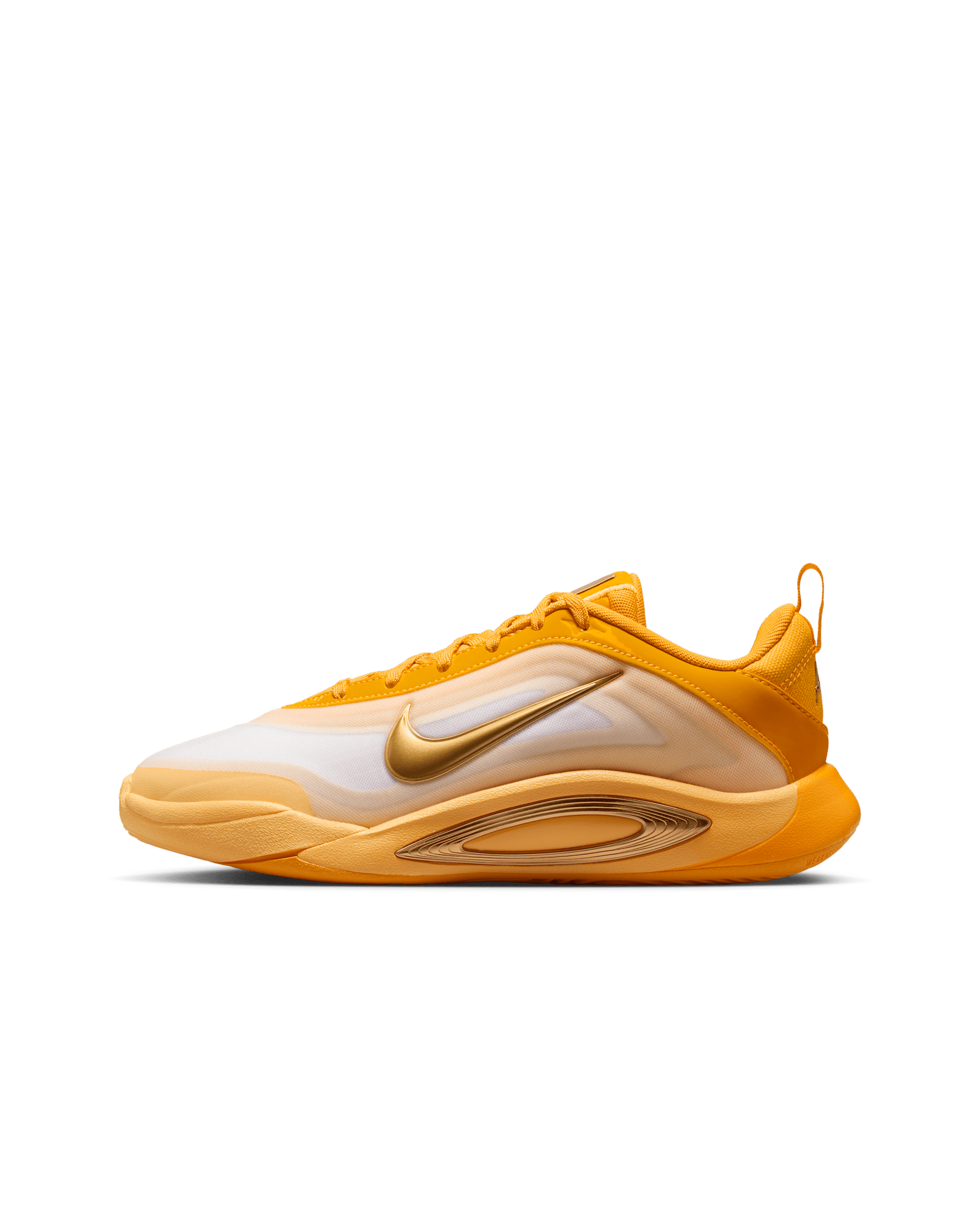 Tenis de básquetbol A'ja Wilson para niños talla grande A'One - Oro topacio/Amarillo suave/Alabastro/Oro metalizado
