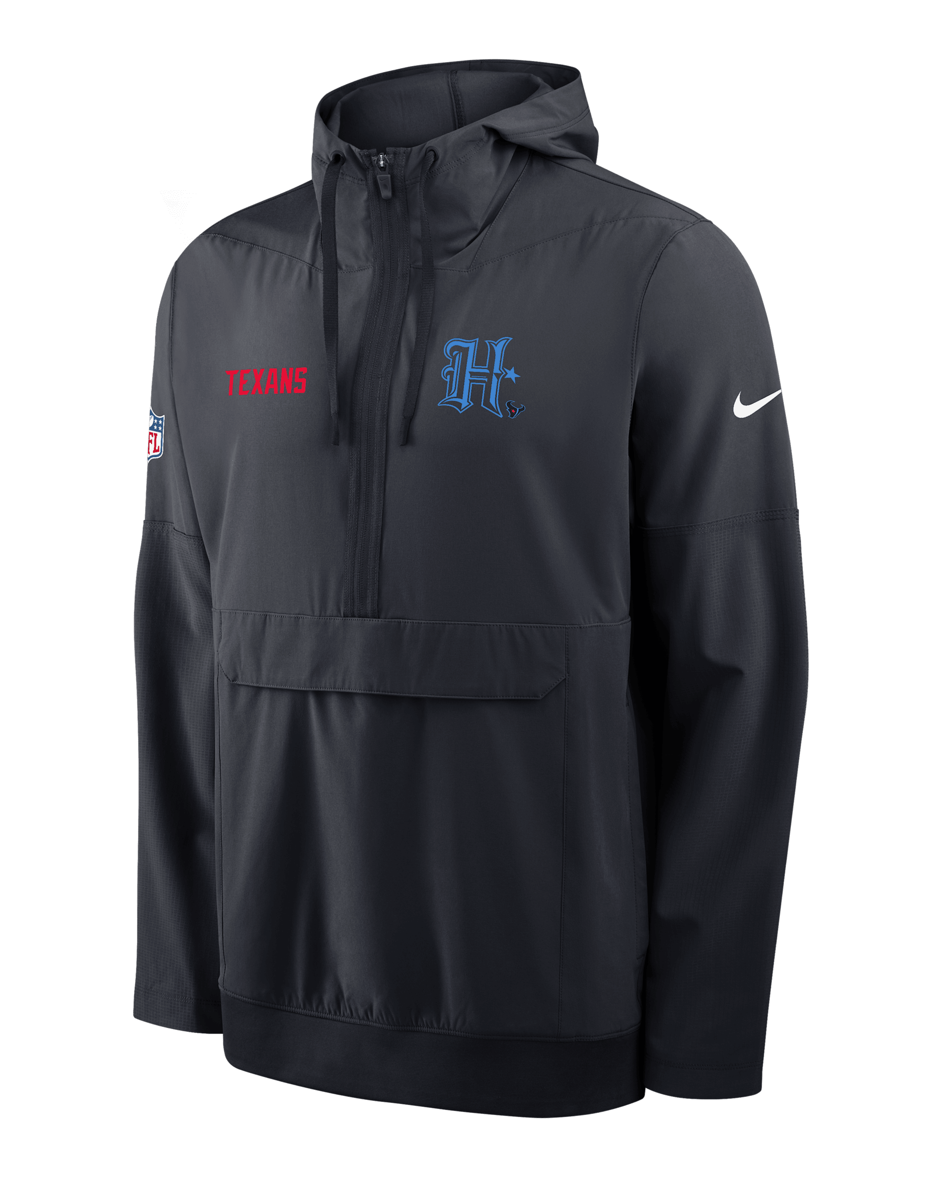 Houston Texans Alt Option Route Anorak Men's Nike NFL 1/2-Zip Hooded Jacket - Blue
