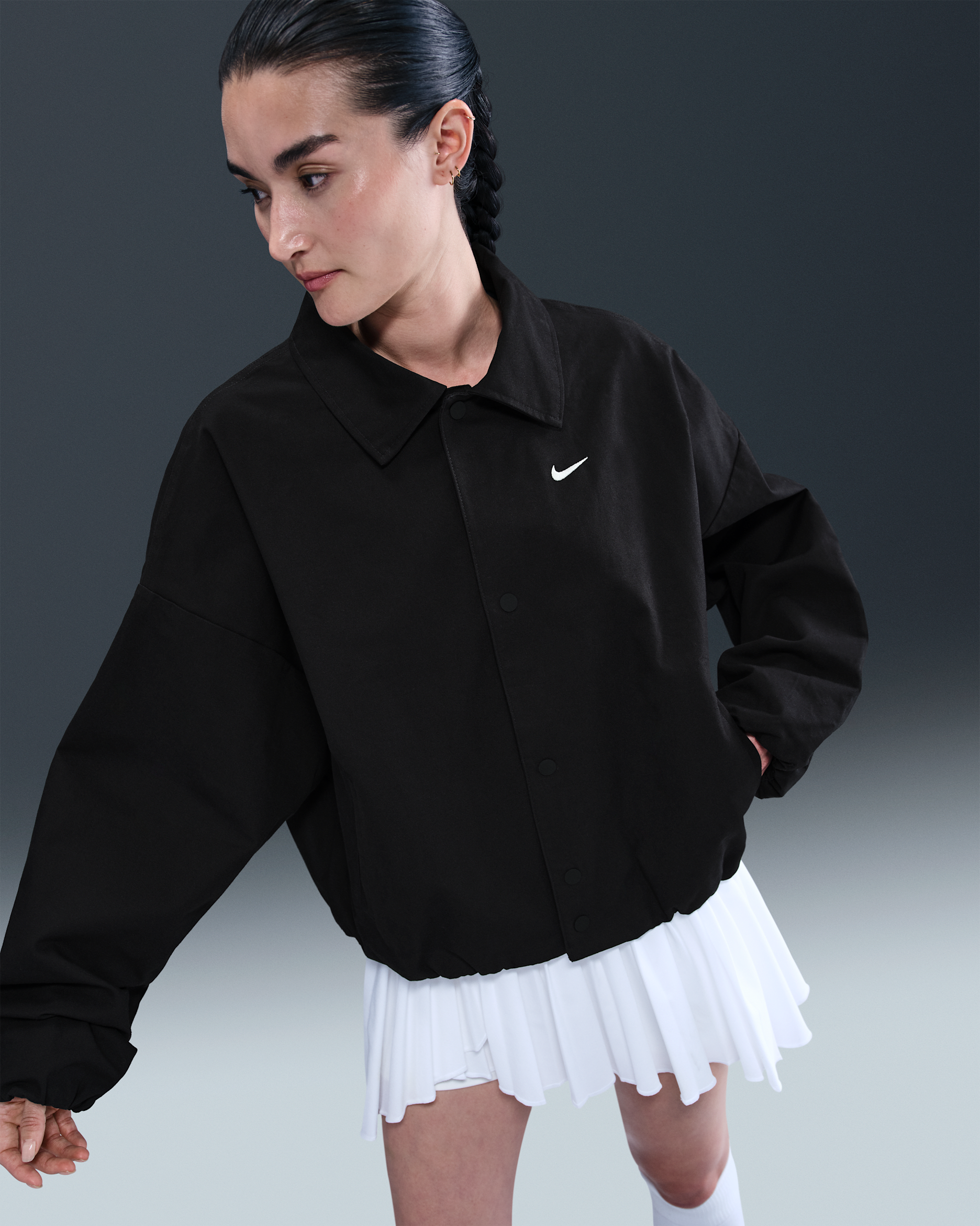 Nike Sportswear Women's Oversized Woven Jacket - Black/Black/Sail