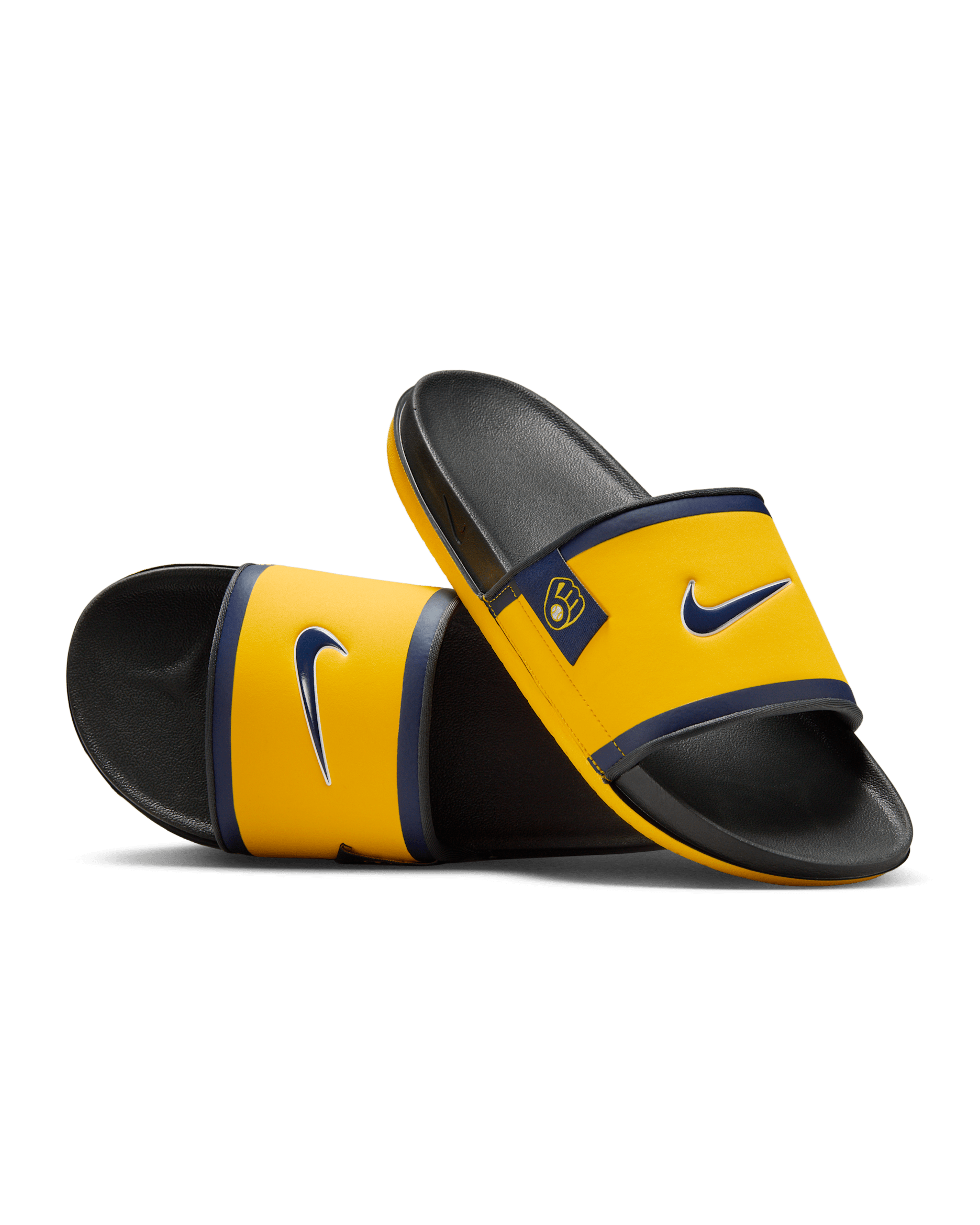 Nike Offcourt (Milwaukee Brewers) Offcourt Slides - Amarillo/Dark Smoke Grey/Midnight Navy