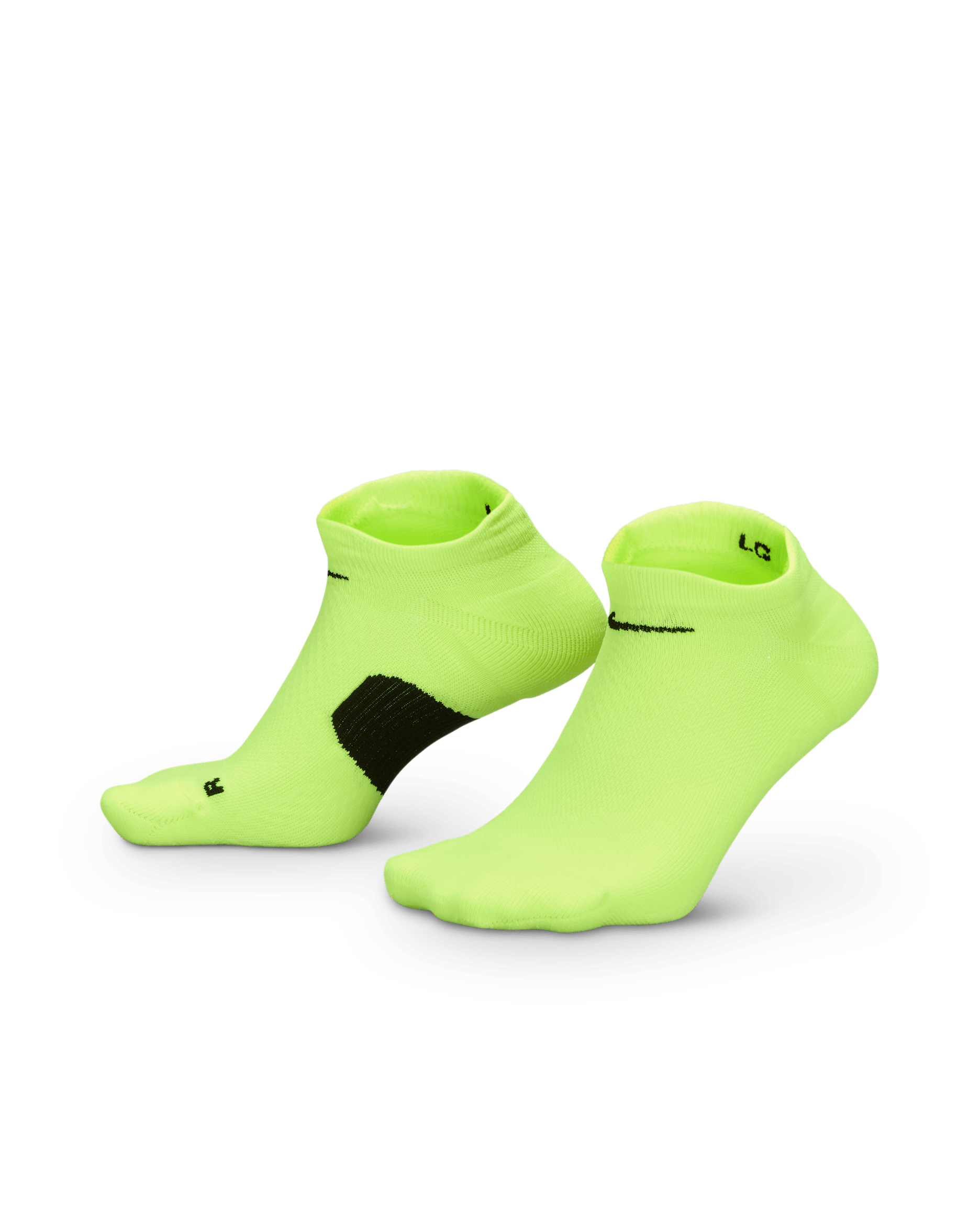 Nike Running Midweight No-Show Socks (1 Pair) - Volt/Black/Black