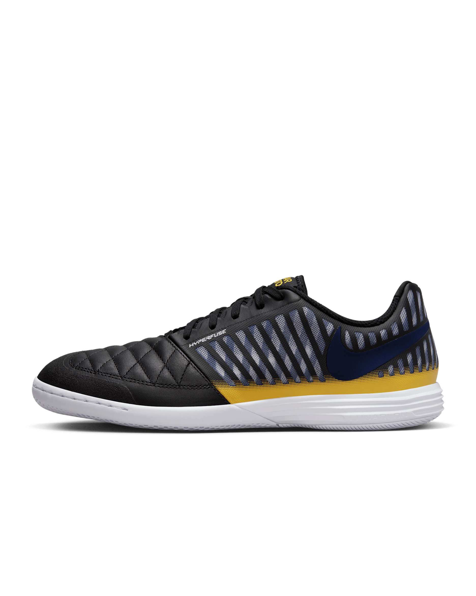 Nike Lunar Gato II Indoor Court Low-Top Football Shoes - Black/Black/Vivid Sulphur/Midnight Navy