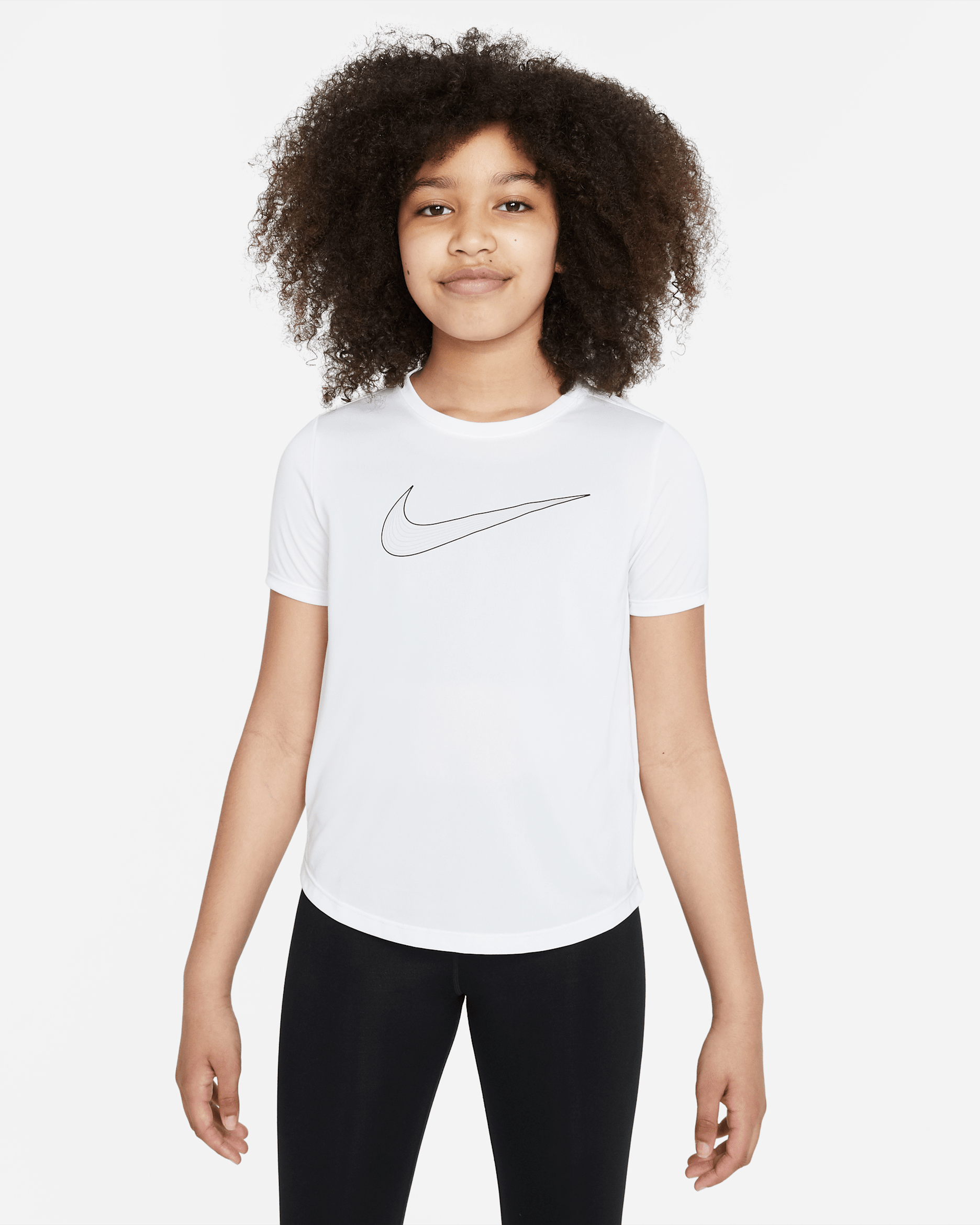 Nike One Older Kids' (Girls') Dri-FIT Short-Sleeve Training Top - White/Black
