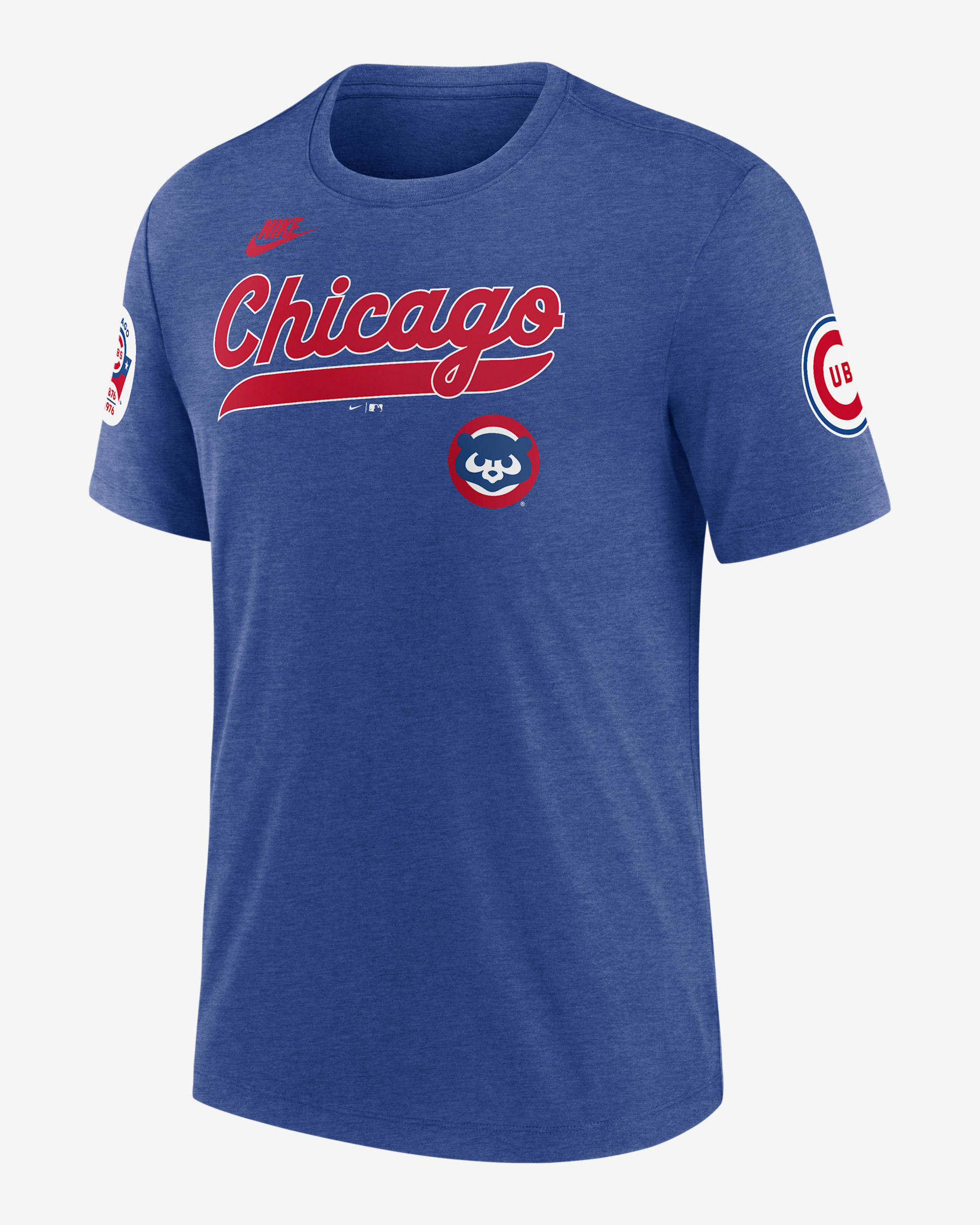 Playera Nike de la MLB para hombre Chicago Cubs Cooperstown Eras - Azul jaspeado