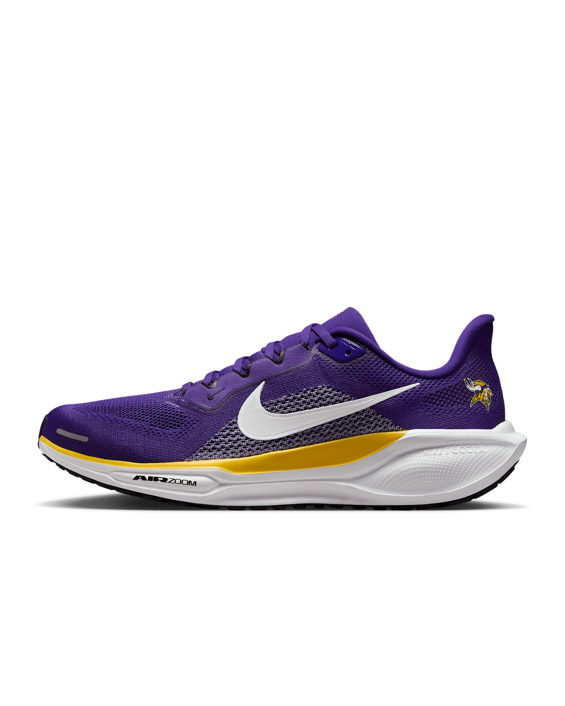 Tenis de correr en pavimento Nike de la NFL para hombre Minnesota Vikings Pegasus 41 - Morado cancha/Oro/Blanco
