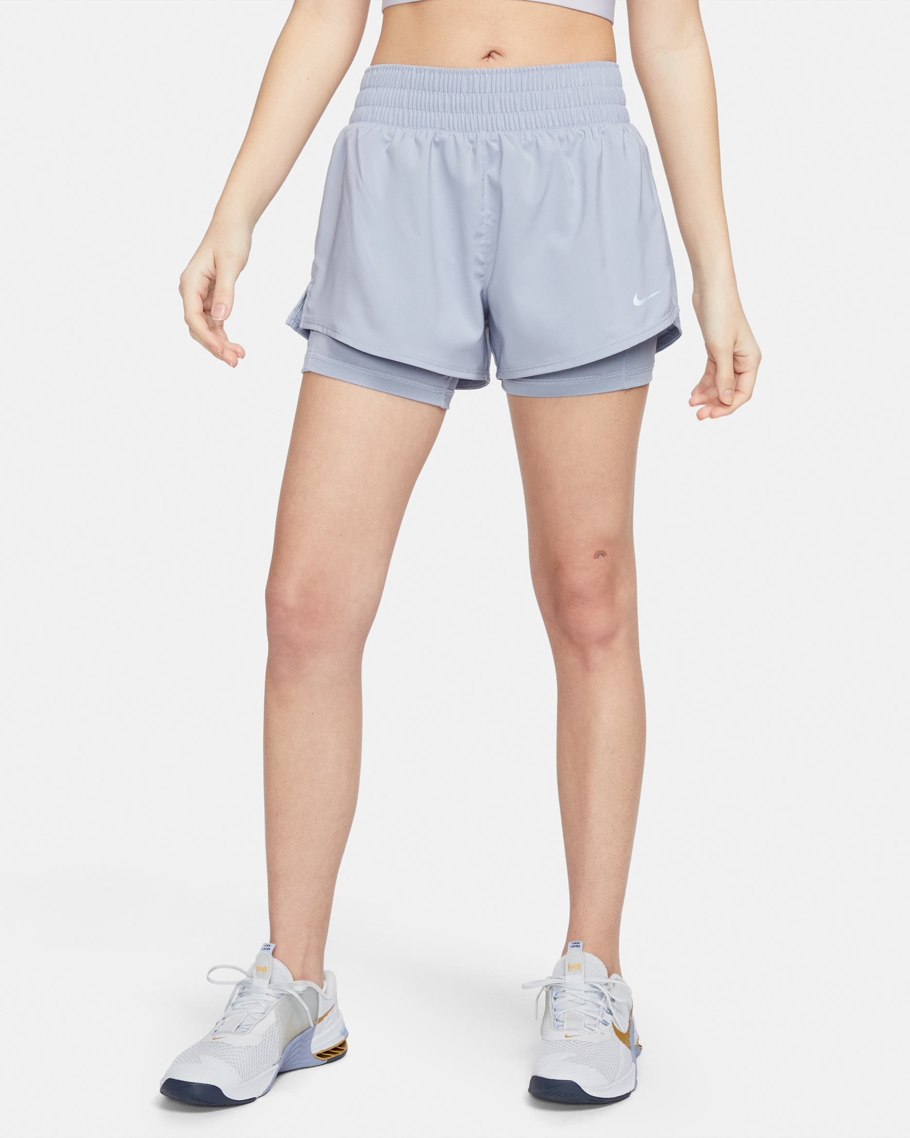 Nike Dri-FIT One 女款中腰 3" 二合一短褲 - Indigo Haze