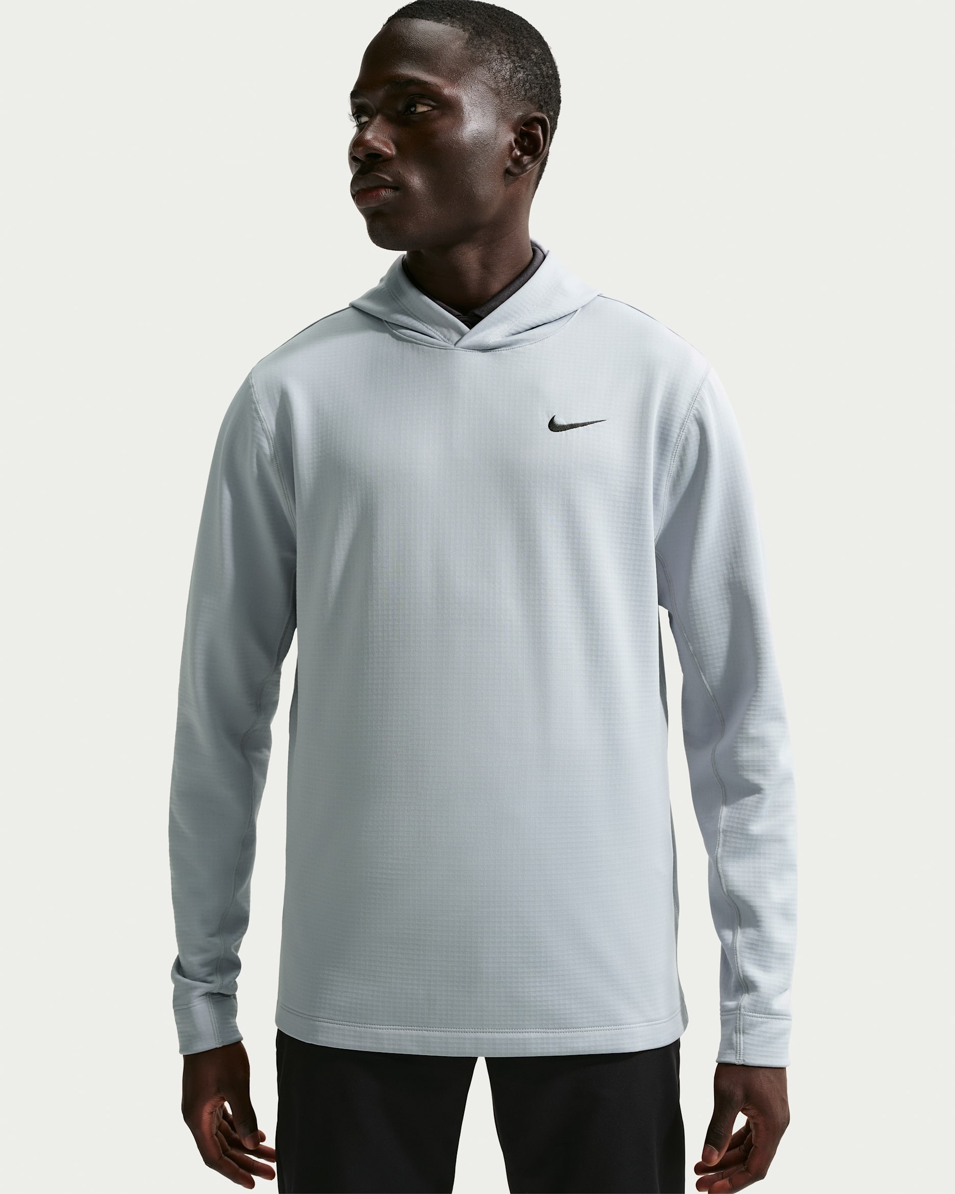 Camisola de golfe com capuz Nike Velocity Therma-FIT para homem - Cinzento Wolf/Preto