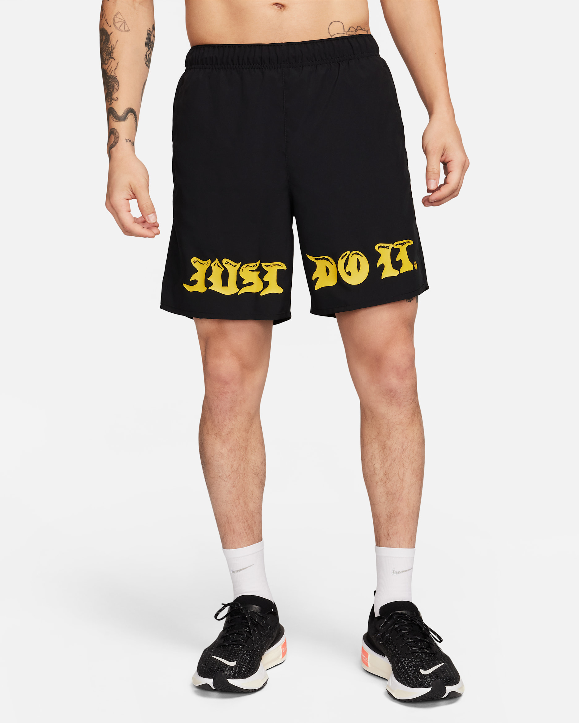 Nike Dri-FIT Challenger Men's 7" (18cm approx.) Unlined Running Shorts - Black/Black/Vivid Sulphur