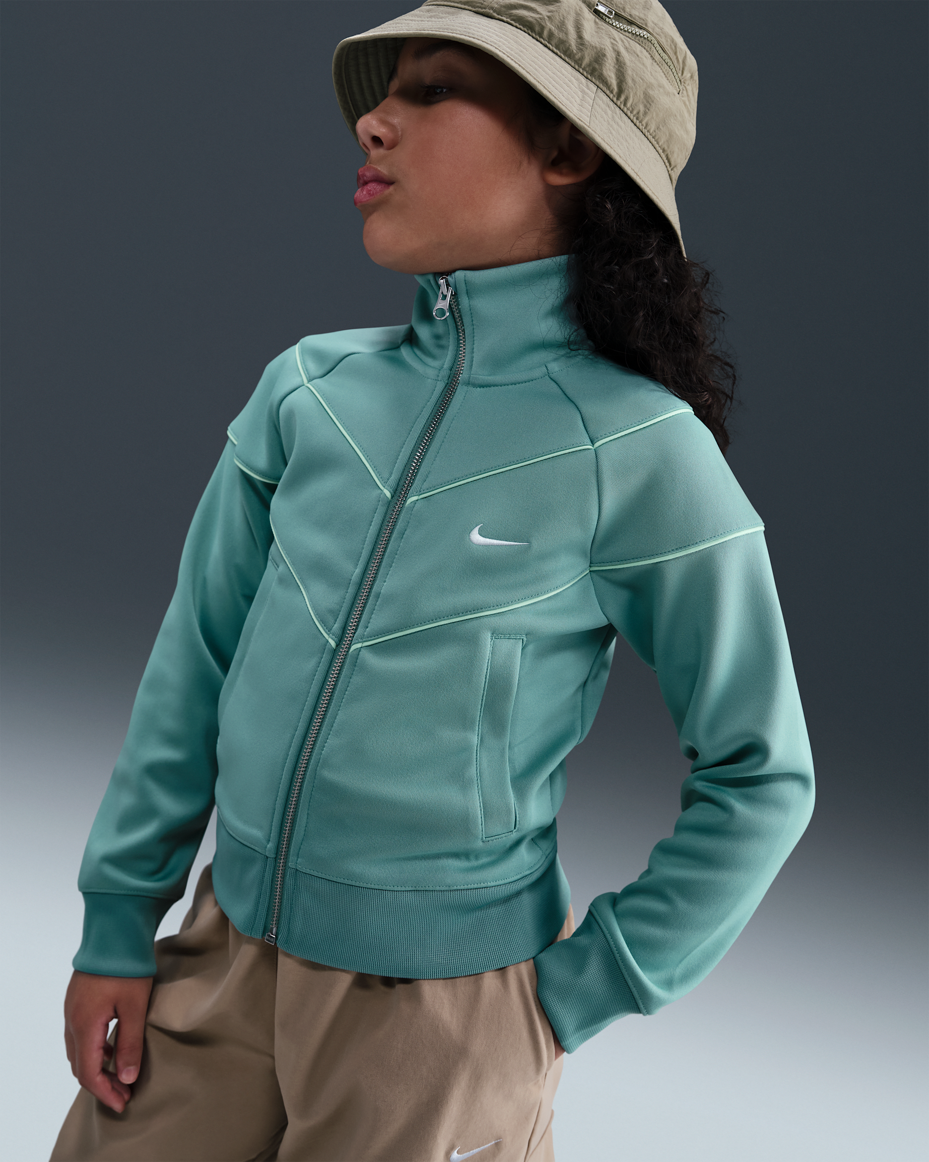 Nike Sportswear Older Kids' (Girls') Knit Tracksuit Jacket - Cannon/Mint Foam/Sail