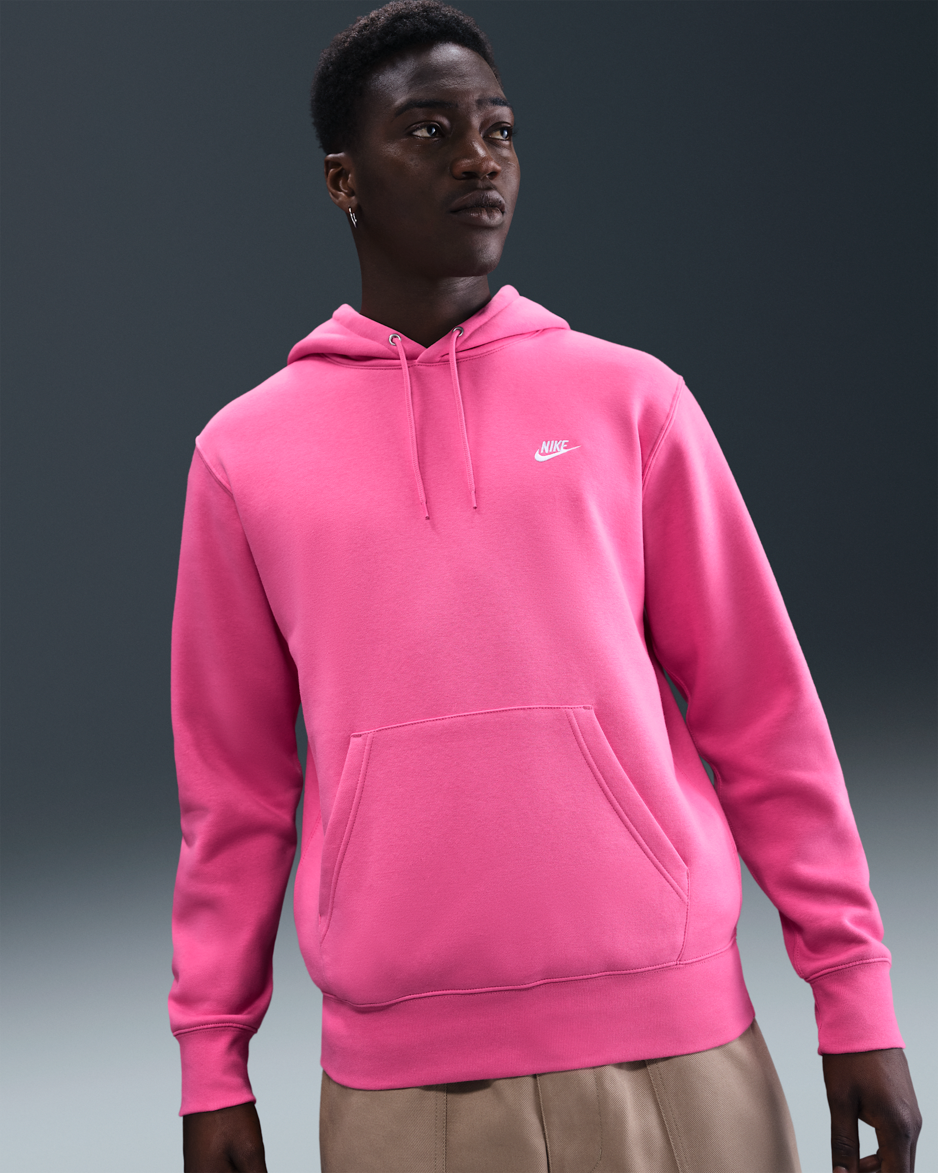 Nike Club Men's Pullover Fleece Hoodie - Pinksicle/Pinksicle/White