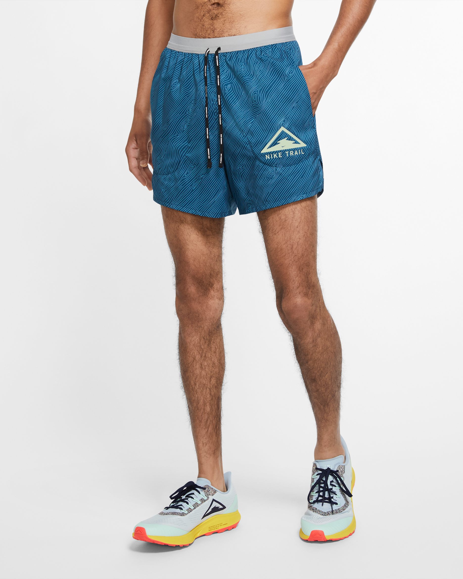 Nike Flex Stride Men's 13cm (approx.) Trail Running Shorts - Valerian Blue/Particle Grey/Barely Volt