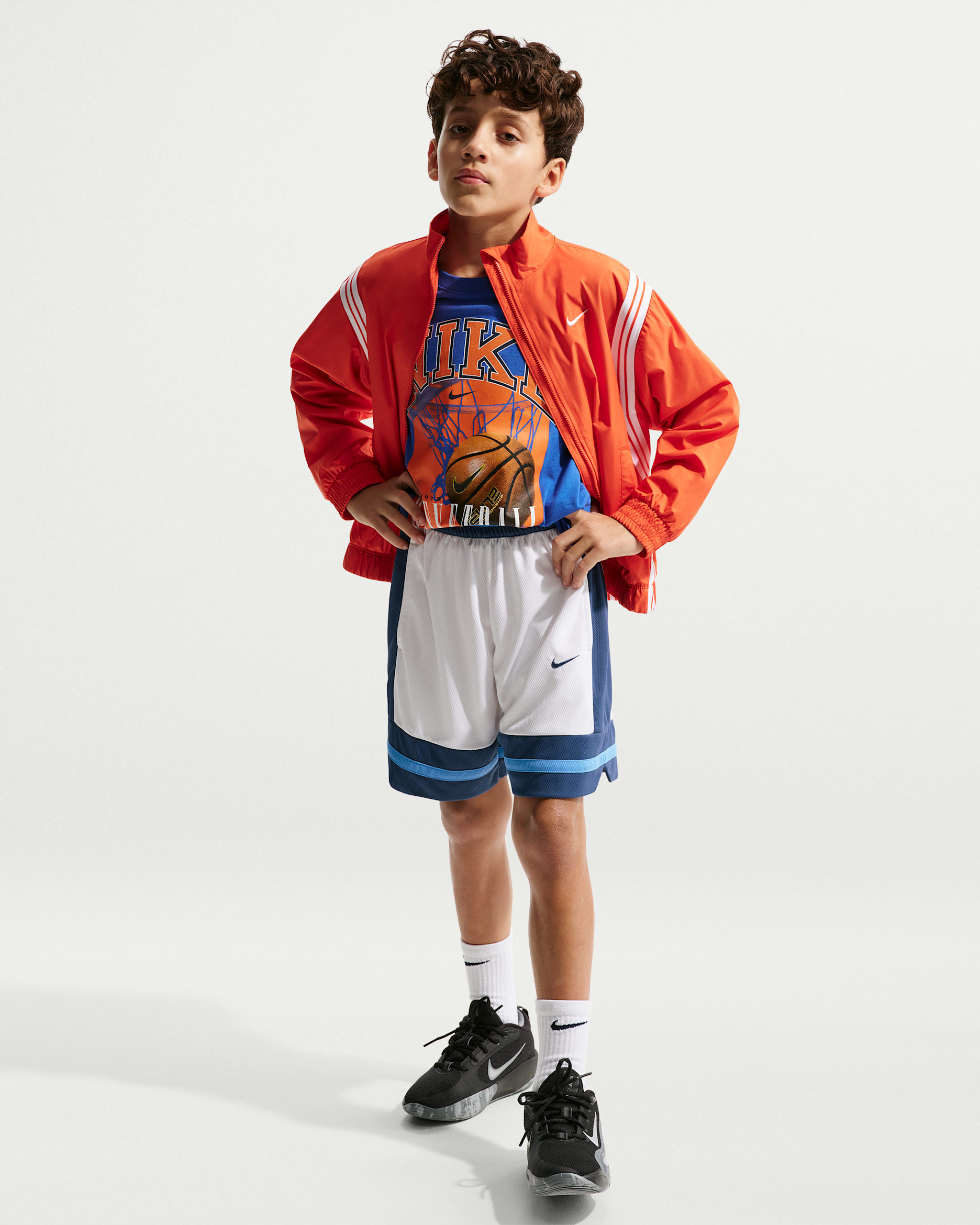 Nike Big Kids' Dri-FIT Basketball Game Shorts - White/Mystic Navy/Mystic Navy