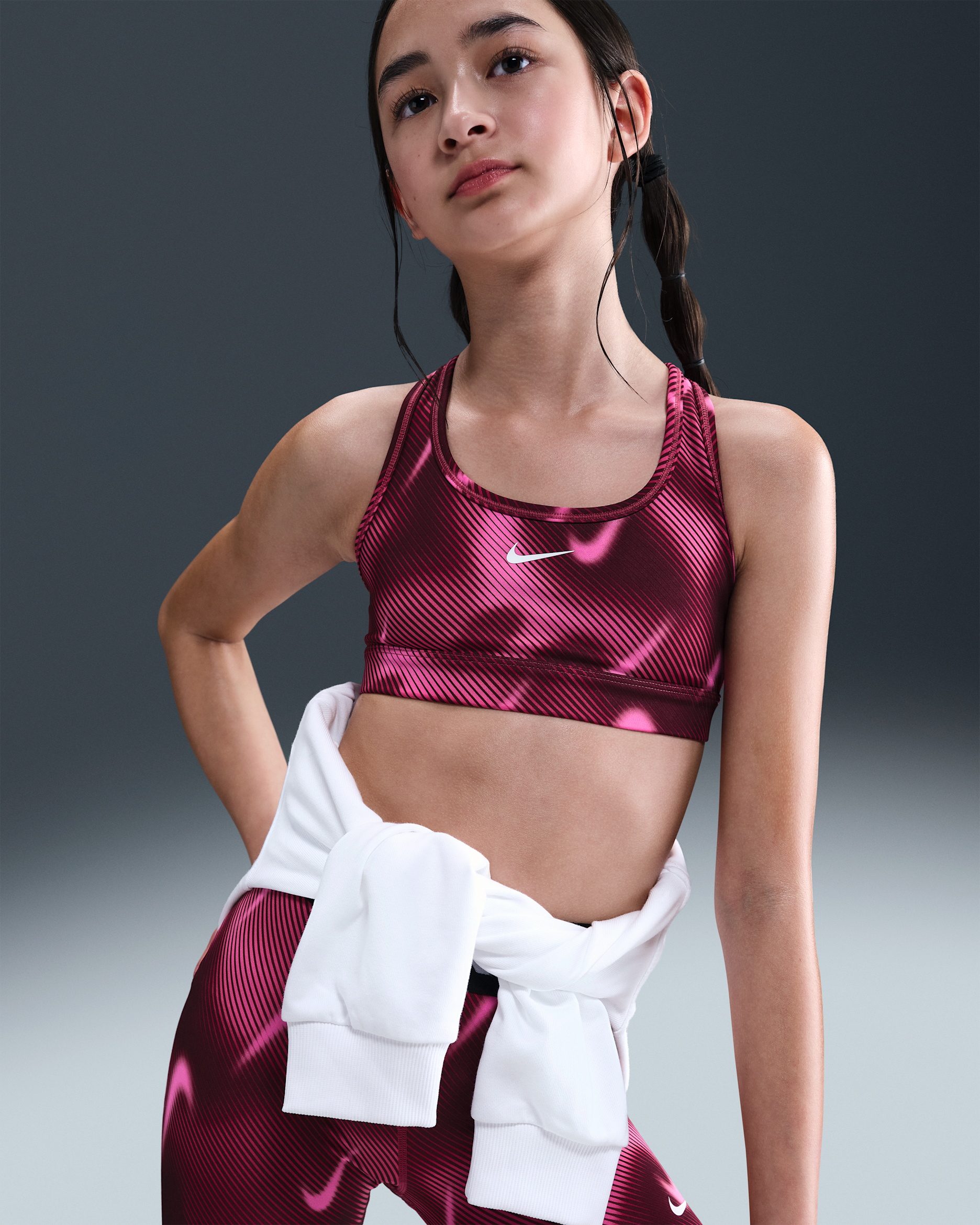 Nike Pro Swoosh Older Kids' (Girls') Sports Bra - Sweet Beet/White