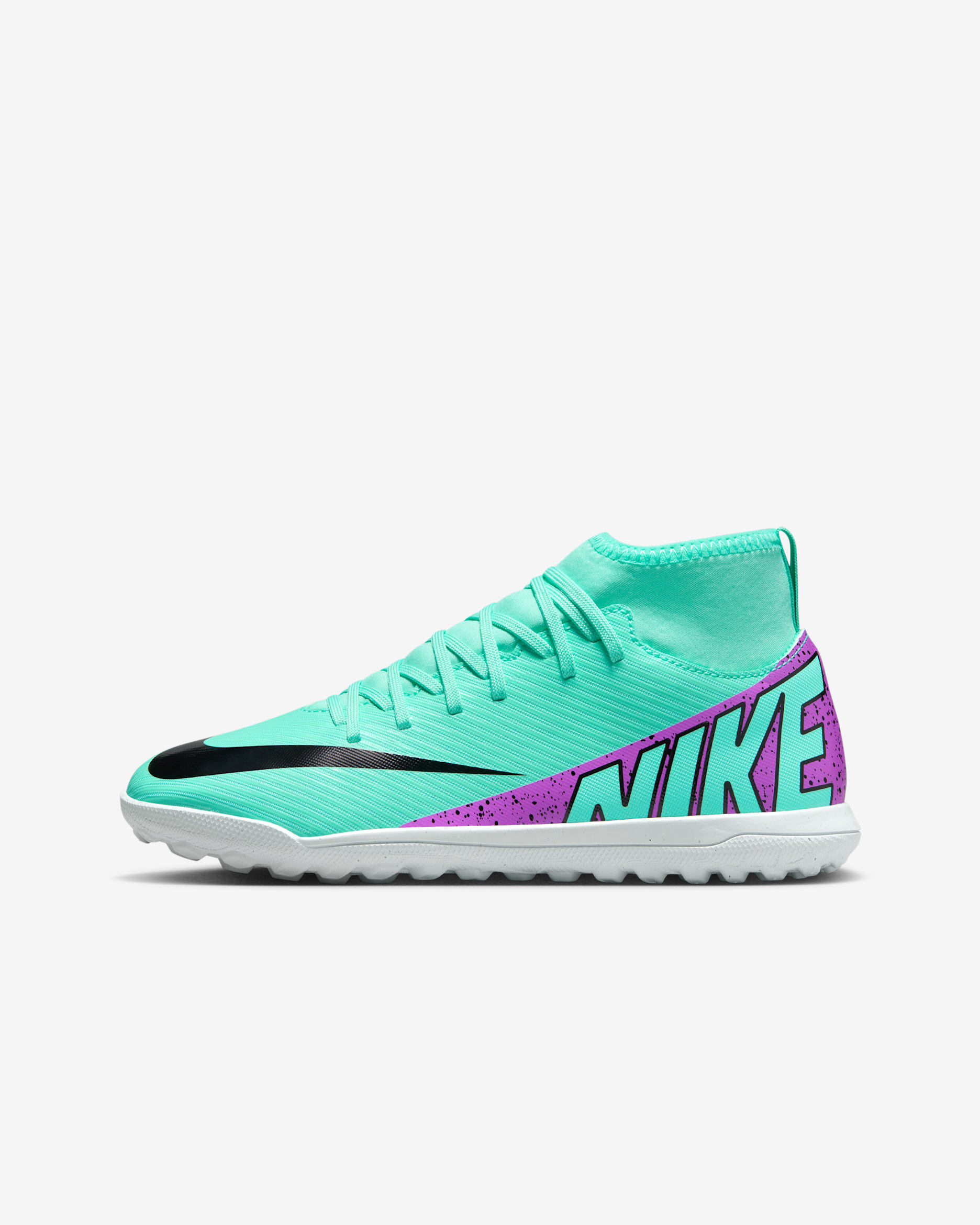 Nike Jr. Mercurial Superfly 9 Club Younger/Older Kids' Turf High-Top Football Shoes - Hyper Turquoise/Black/White/Fuchsia Dream