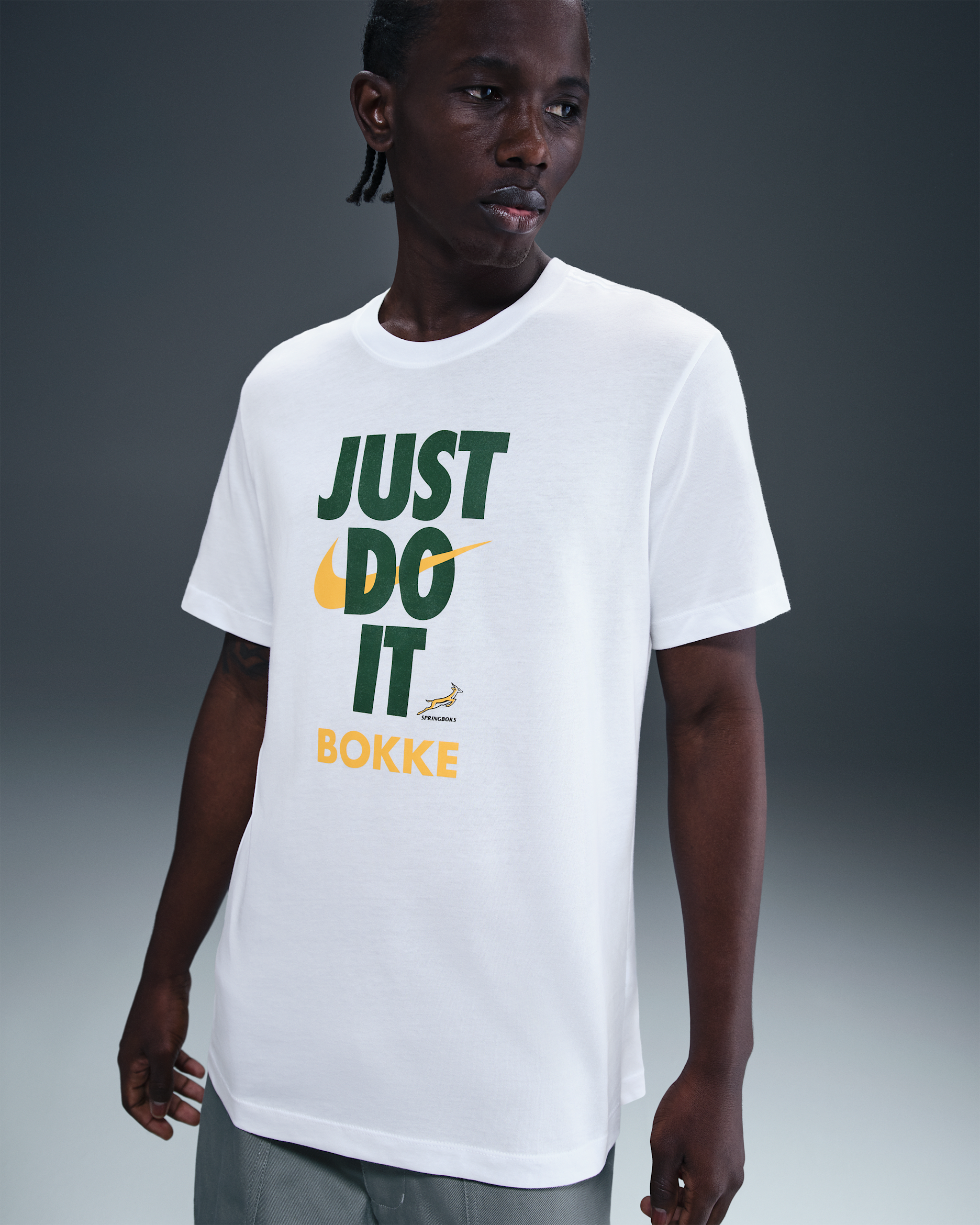 Springboks Men's Nike Rugby Tee - White/University Gold