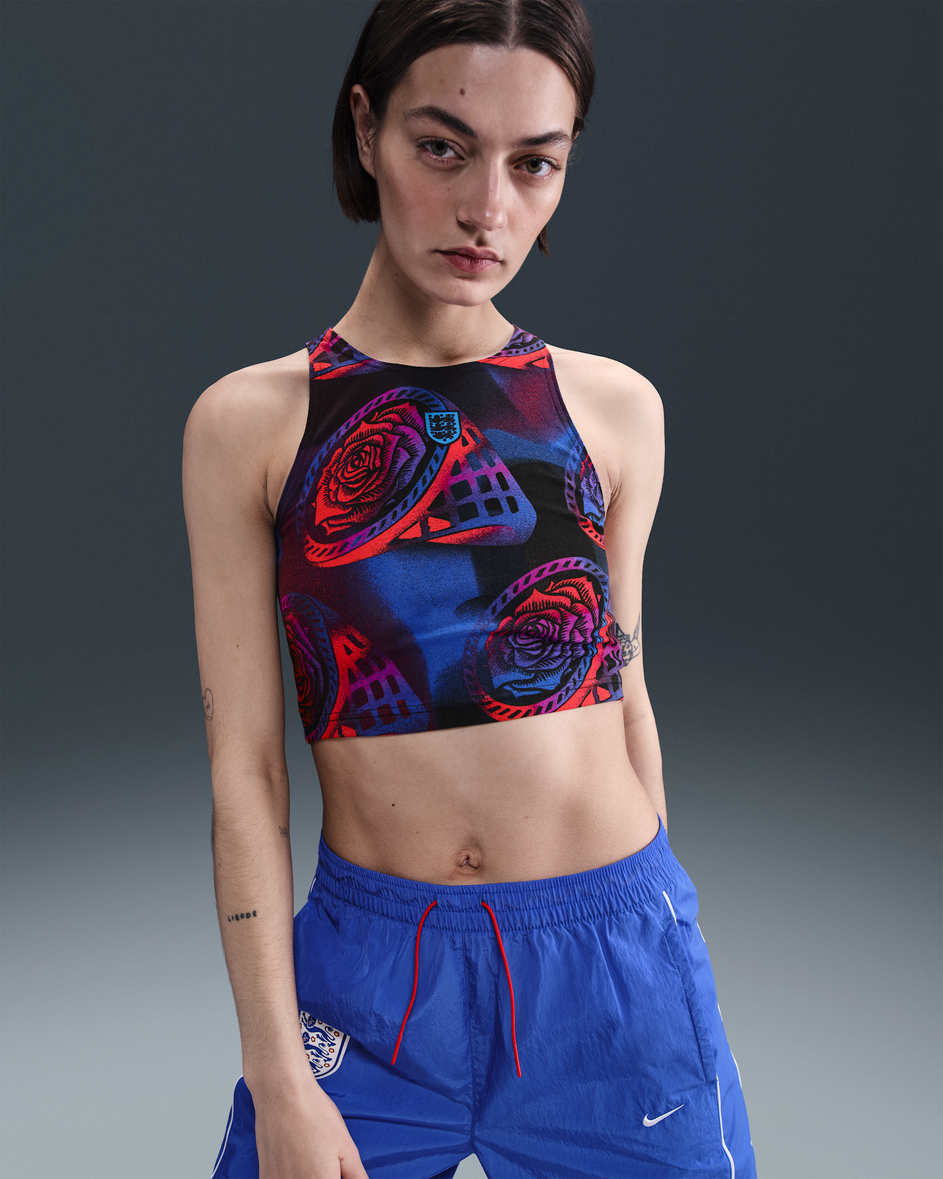 Anglaterra Samarreta de tirants de futbol Nike - Dona - Negre/Challenge Red/Light Photo Blue
