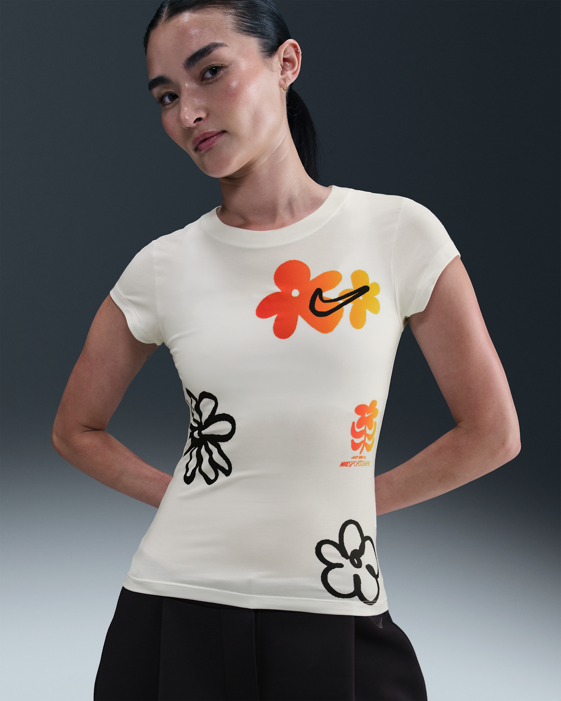 Nike Sportswear Women's Tight Short-Sleeve Graphic T-Shirt - Sail