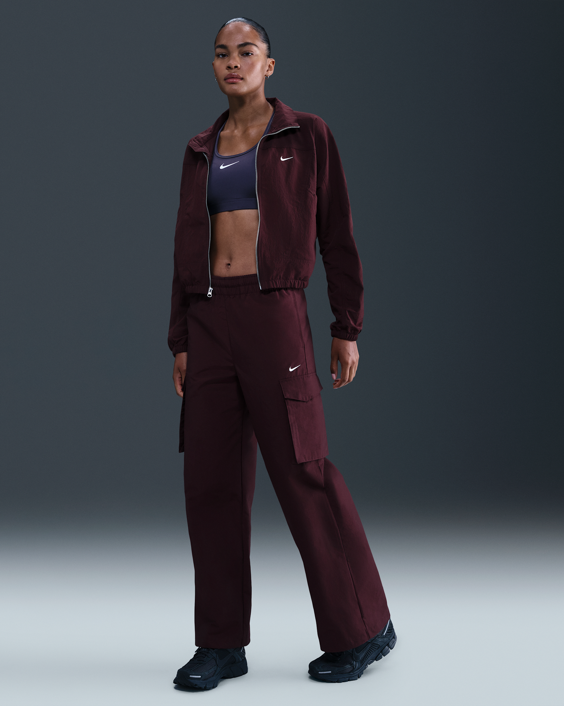 Nike Sportswear Everything Wovens Women's Mid-Rise Cargo Pants - Burgundy Crush/Sail