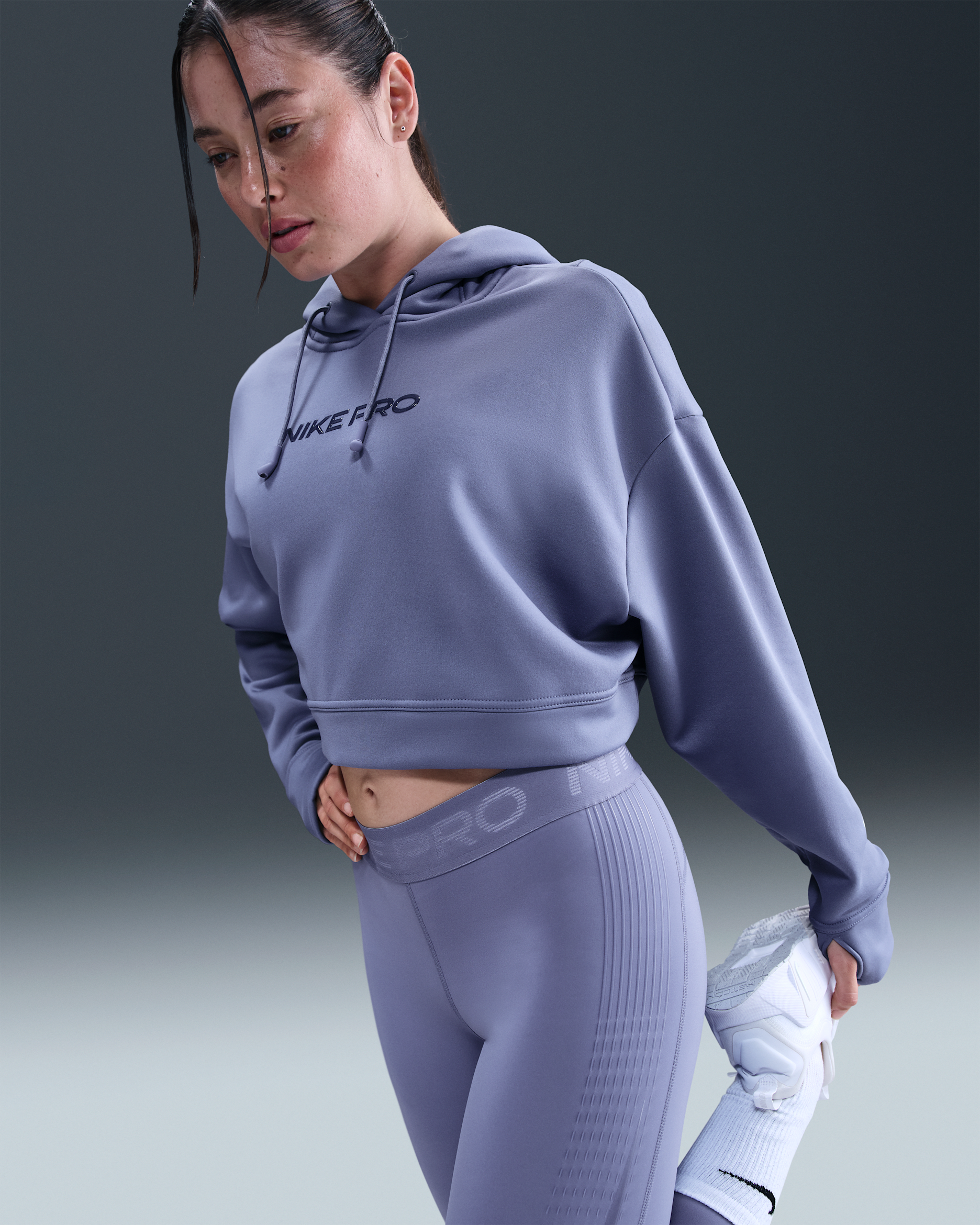 Nike Pro Women's Therma-FIT Fleece Hoodie - World Indigo/White