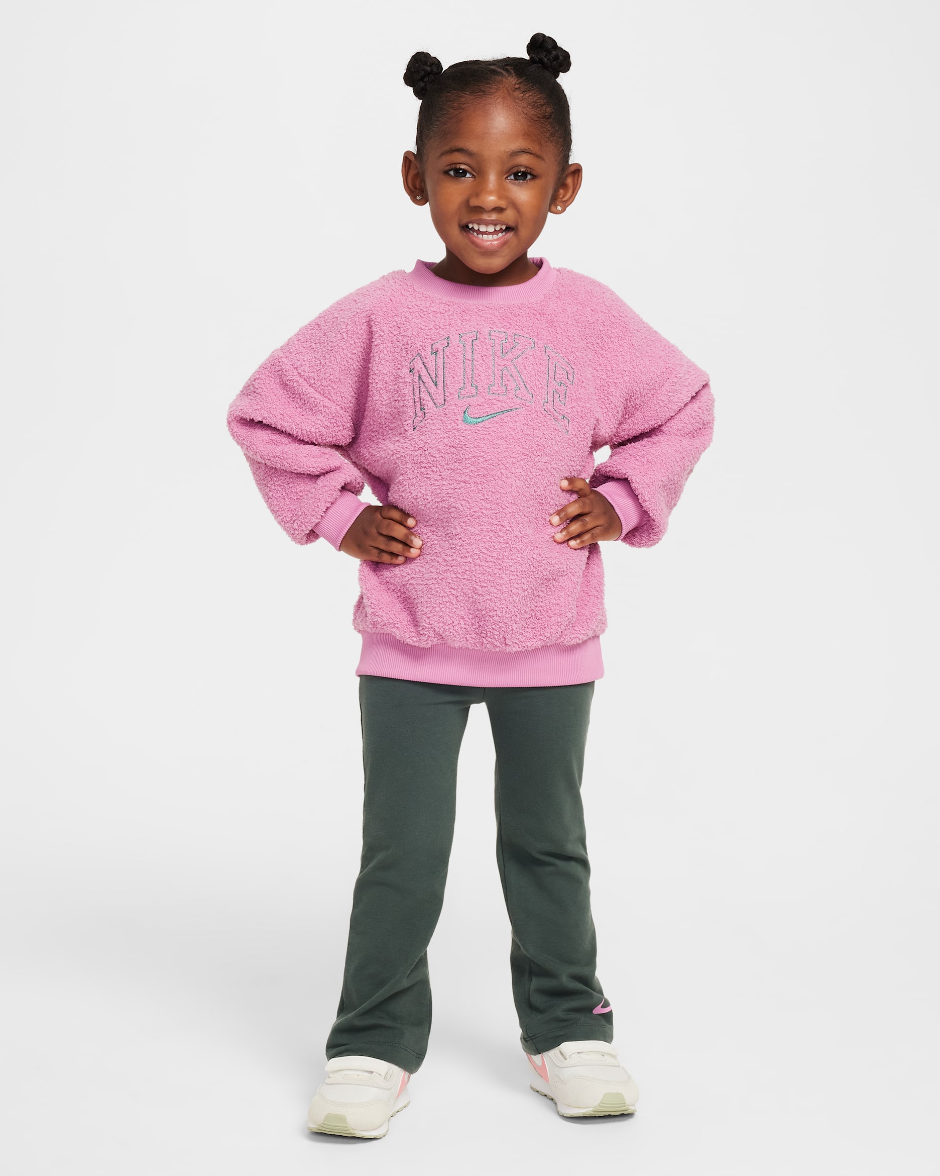 ナイキ スウッシュ スピリット ベビー クルー アンド レギンス セットアップ - ビンテージグリーン