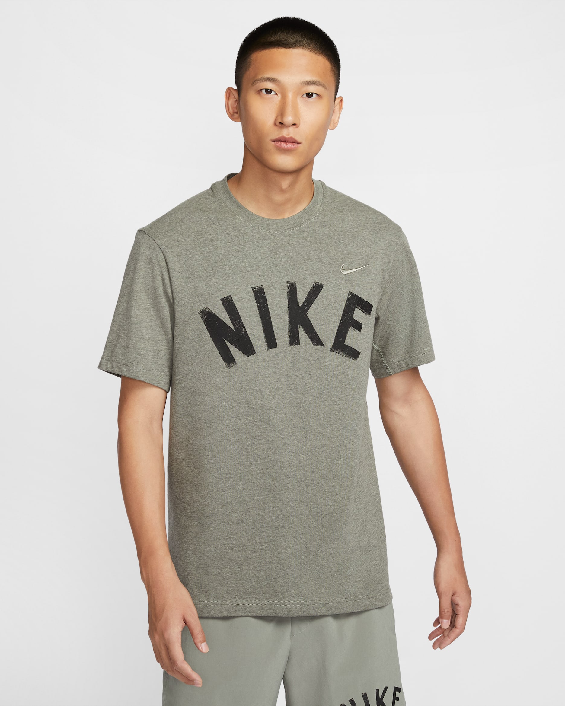 Nike Primary Swoosh Men's Dri-FIT Short-Sleeve Versatile Top - Dark Stucco/Cargo Khaki/Heather/Black
