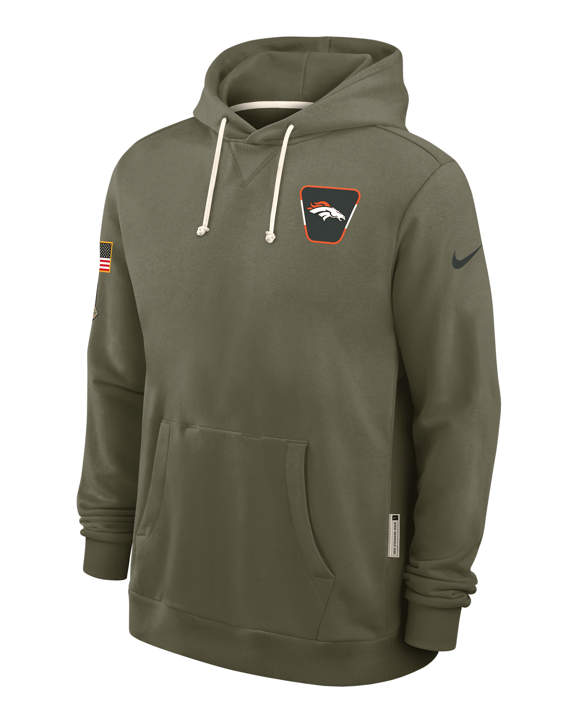 Denver Broncos Salute to Service Sideline Dominant Force Men's Nike Dri-FIT NFL Pullover Hoodie - Olive