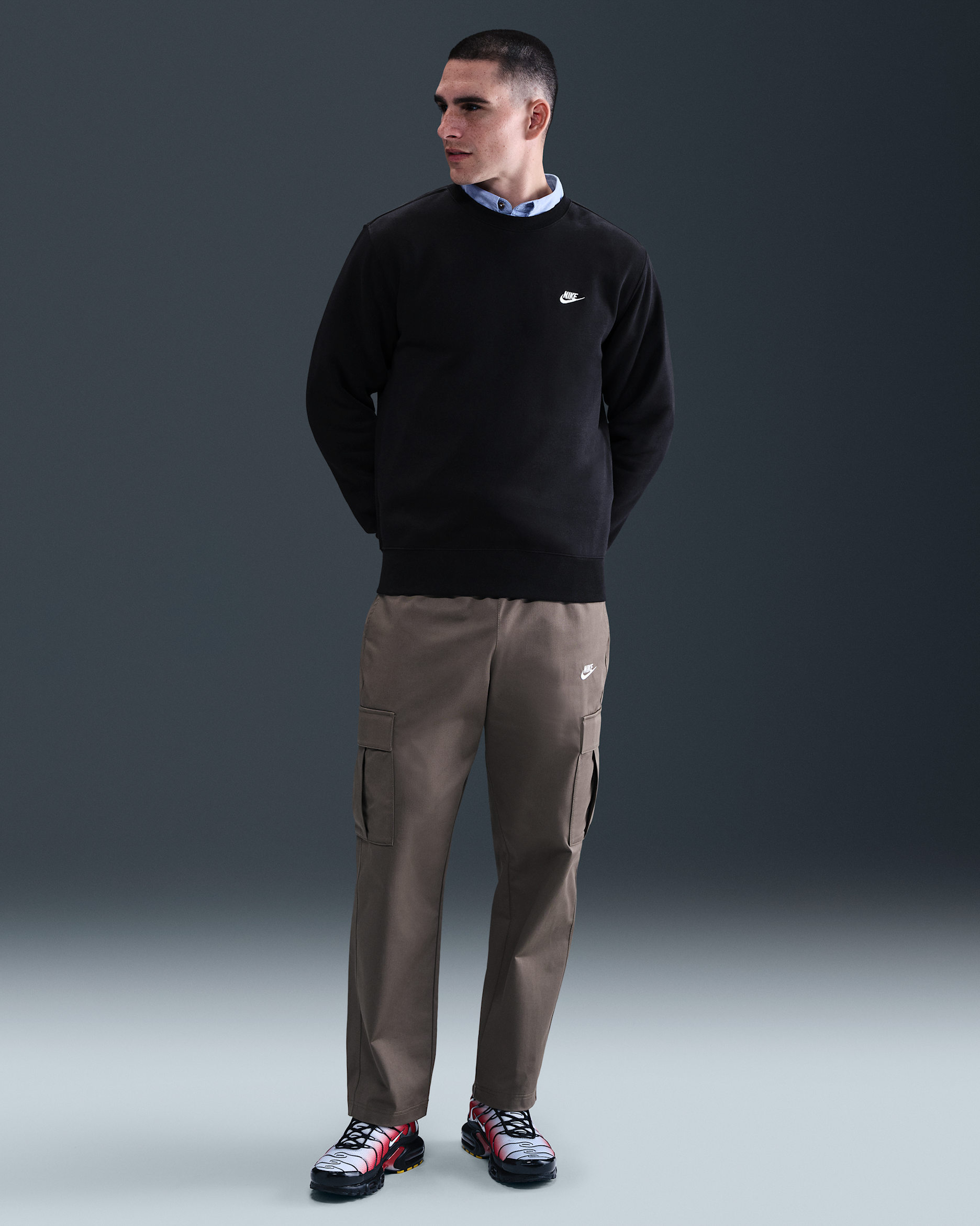 Haut en Fleece Nike Club pour homme - Noir/Blanc