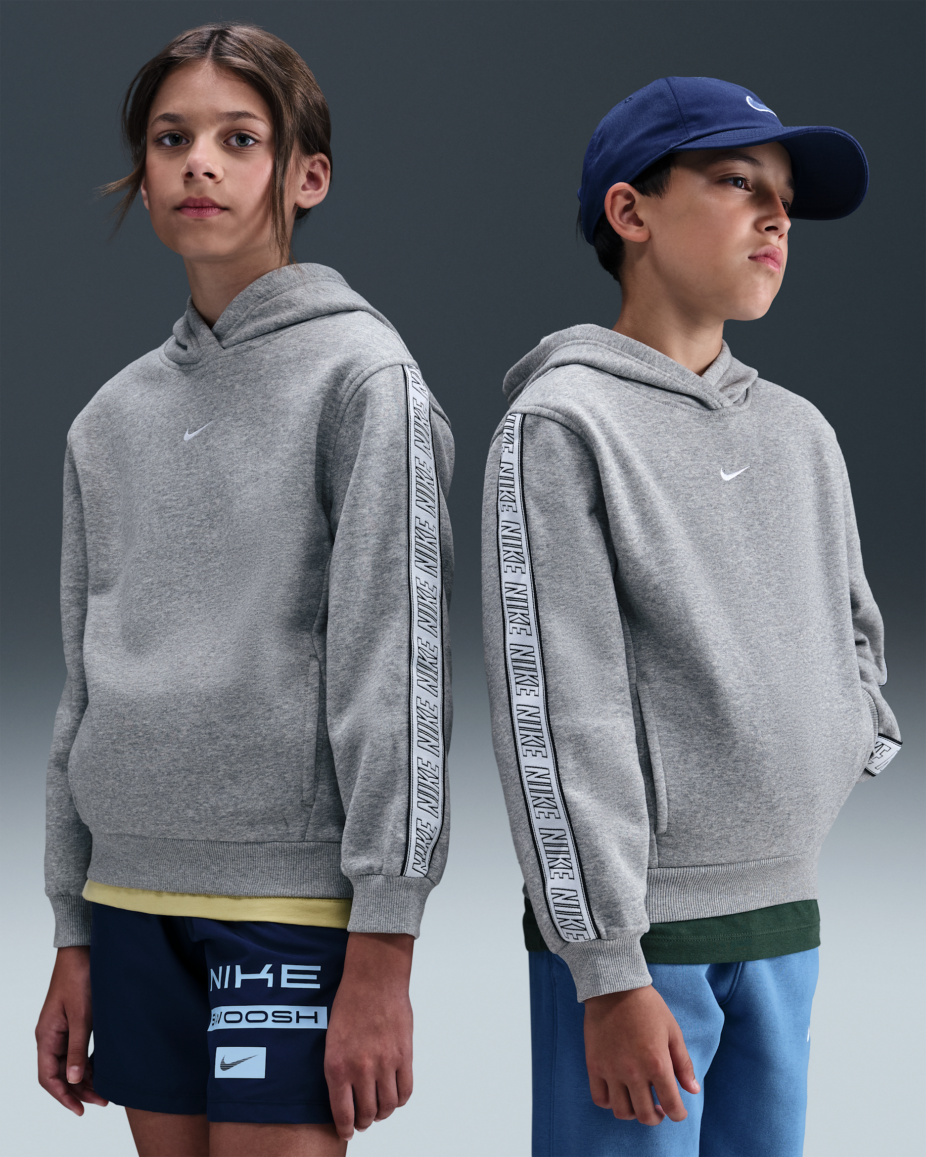 Sweat à capuche Nike Sportswear Club Fleece pour ado - Dark Grey Heather/Blanc/Blanc