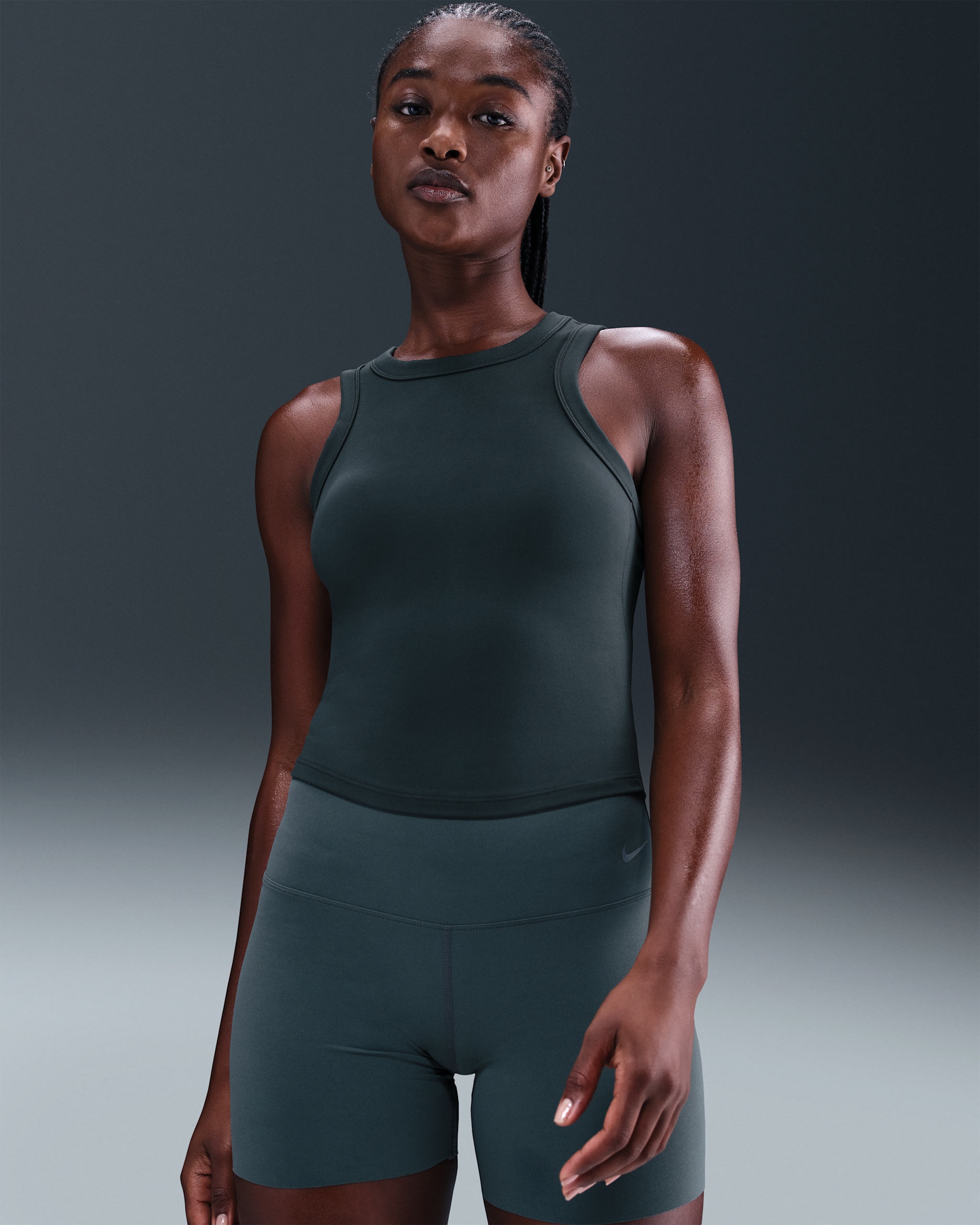 Nike One Fitted Women's Dri-FIT Cropped Tank Top - Seaweed